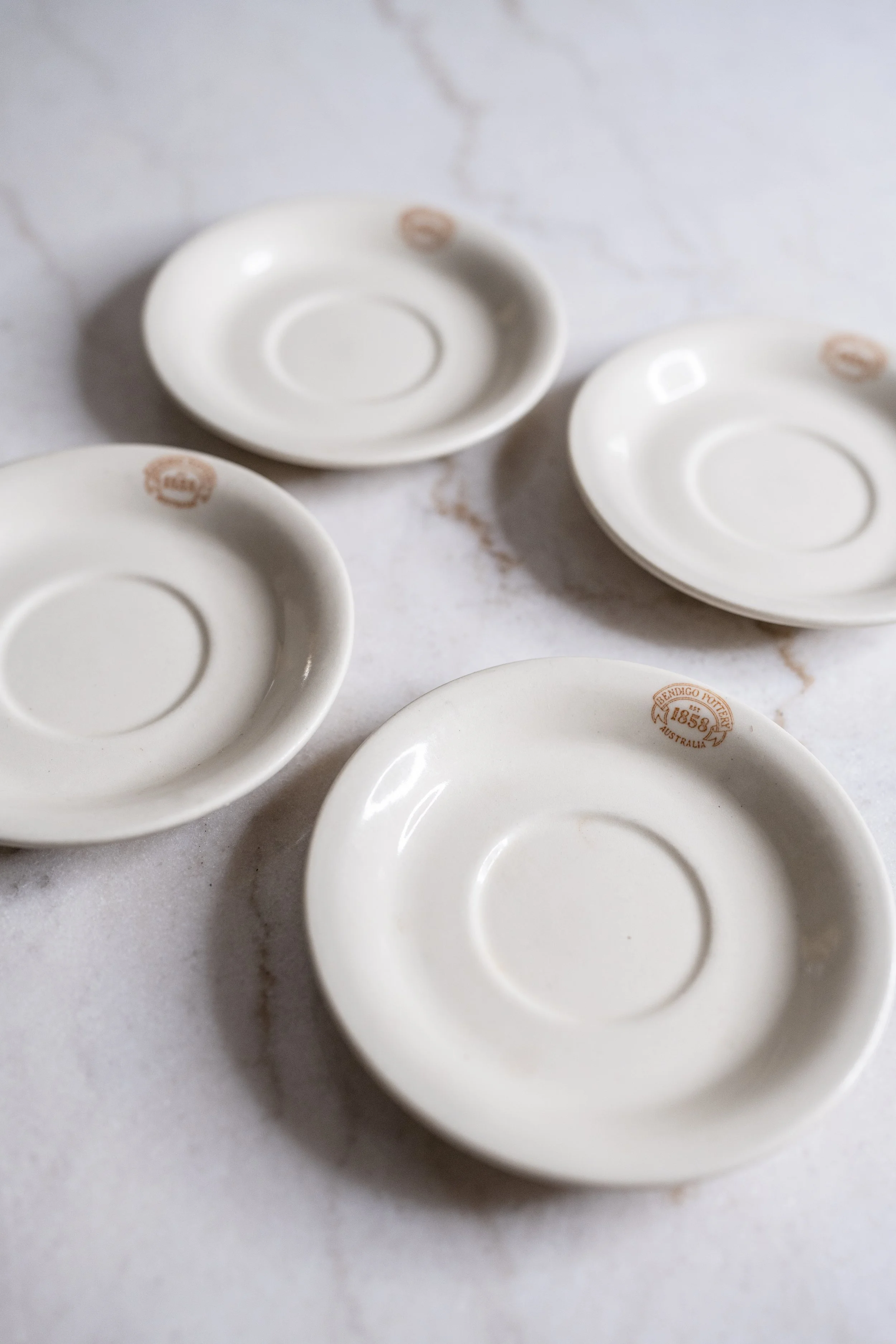 Set of 4 Vintage Bendigo Pottery 1858 Collection Cream Saucers