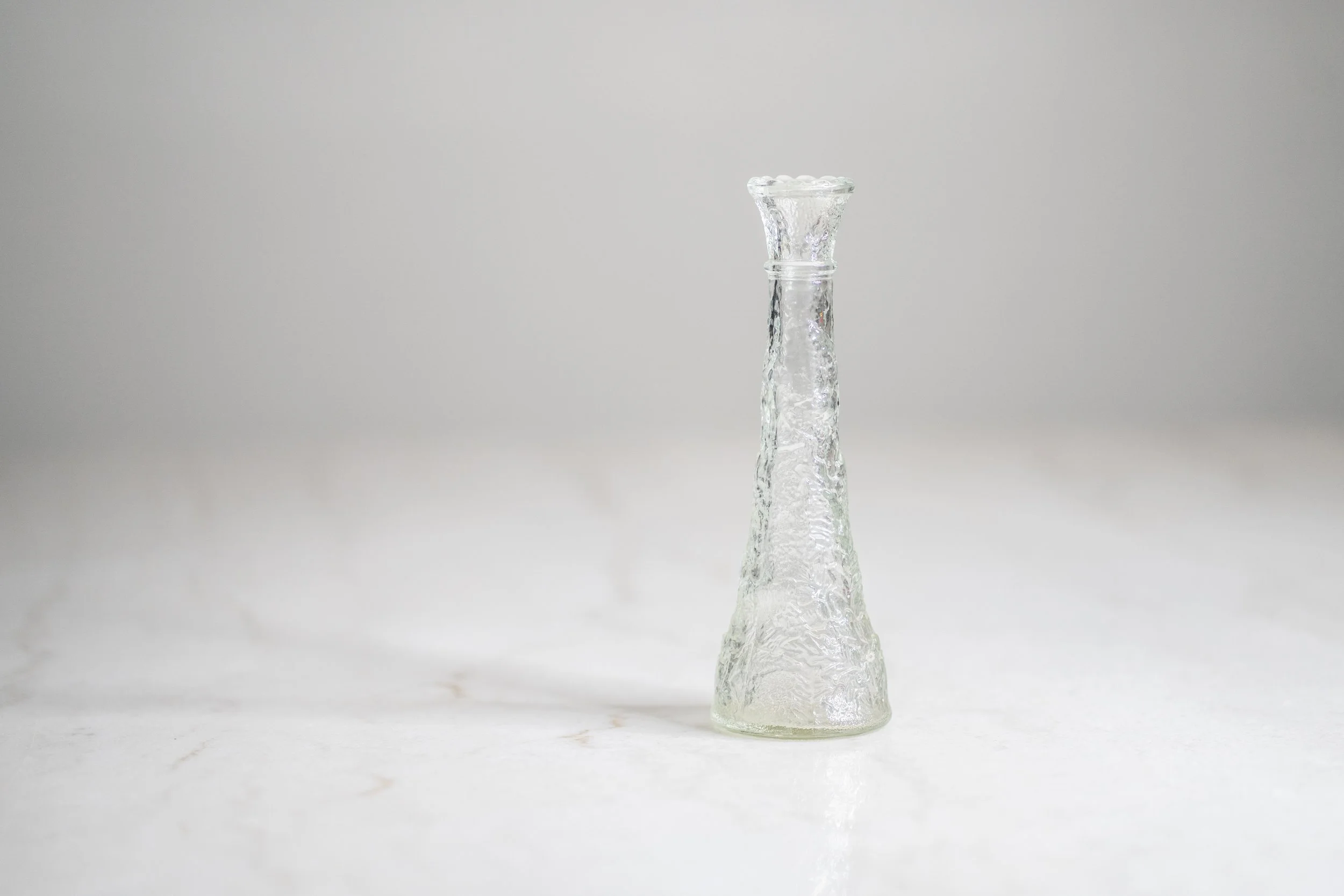 Vintage Libbey of Canada Clear Embossed Leaf Bud Vase