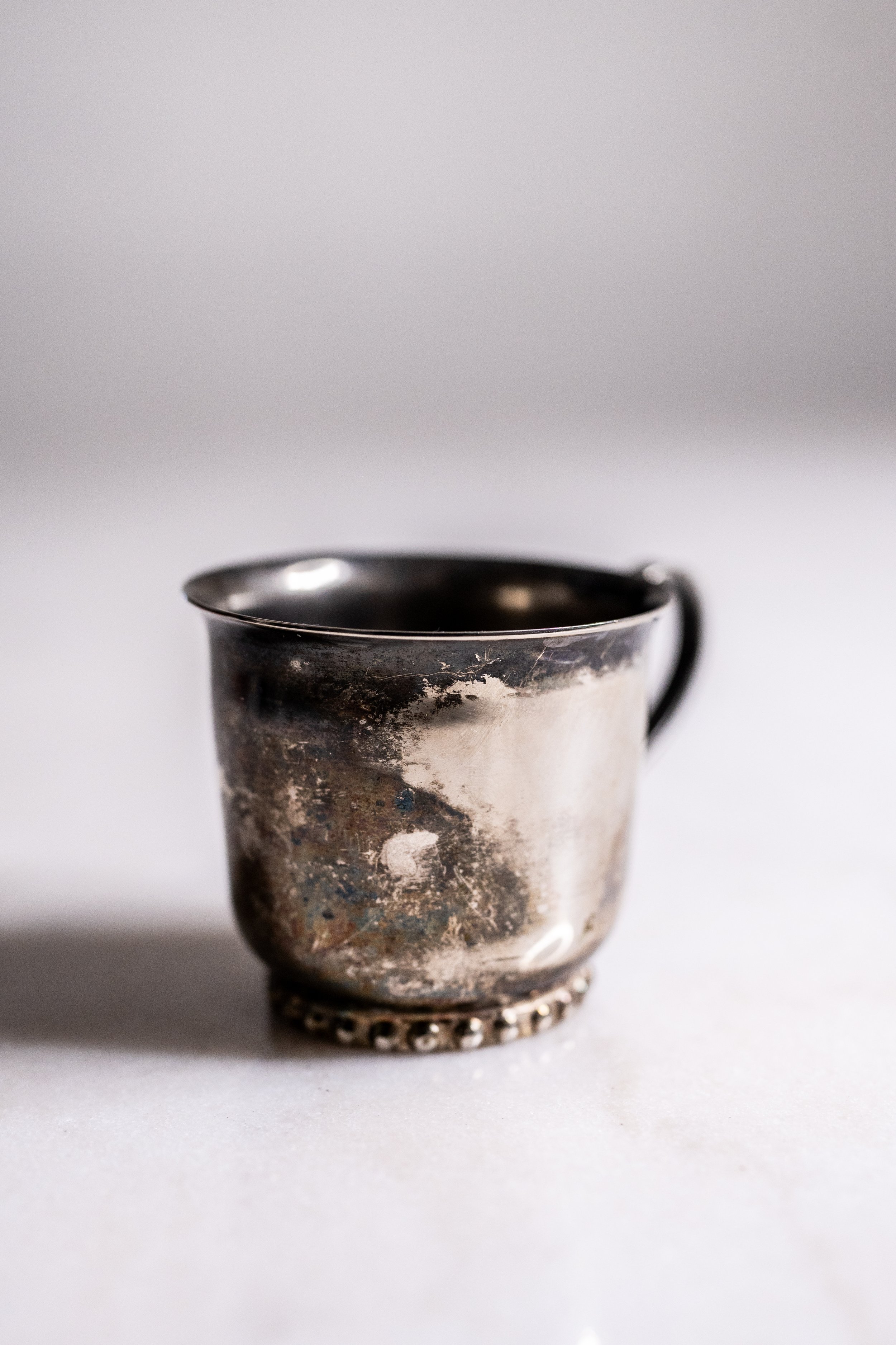 Mid-Century Leonard Silverplate Child’s Mug with Beaded Base