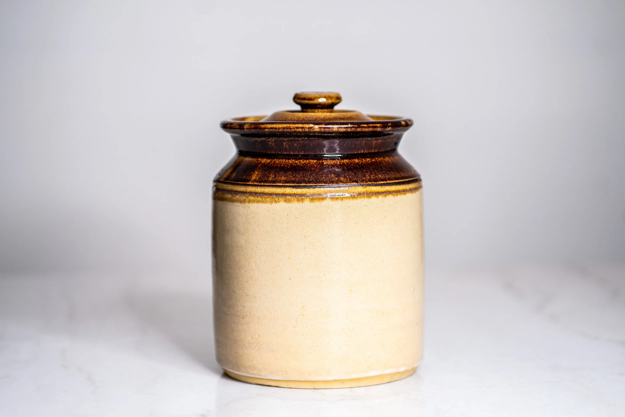 Vintage Large 1 Gallon Bennett's Magill Pottery Stoneware Crock – Stamped Lidded Canister
