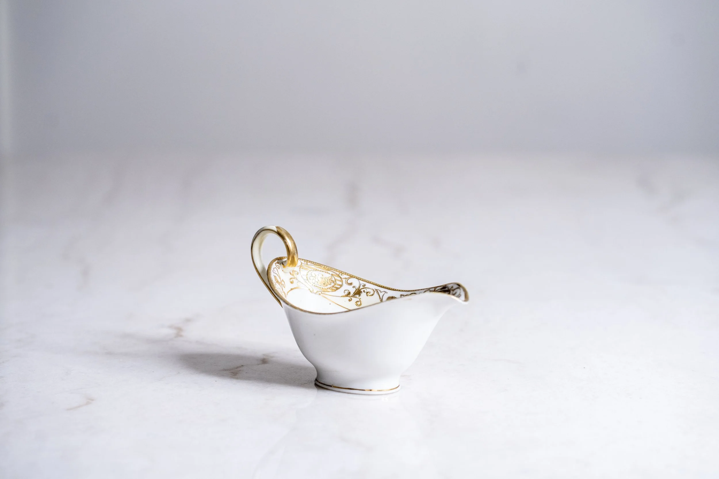 Antique 1920s Noritake Nippon Gold Filigree Fine Porcelain Gravy Sauce Boat