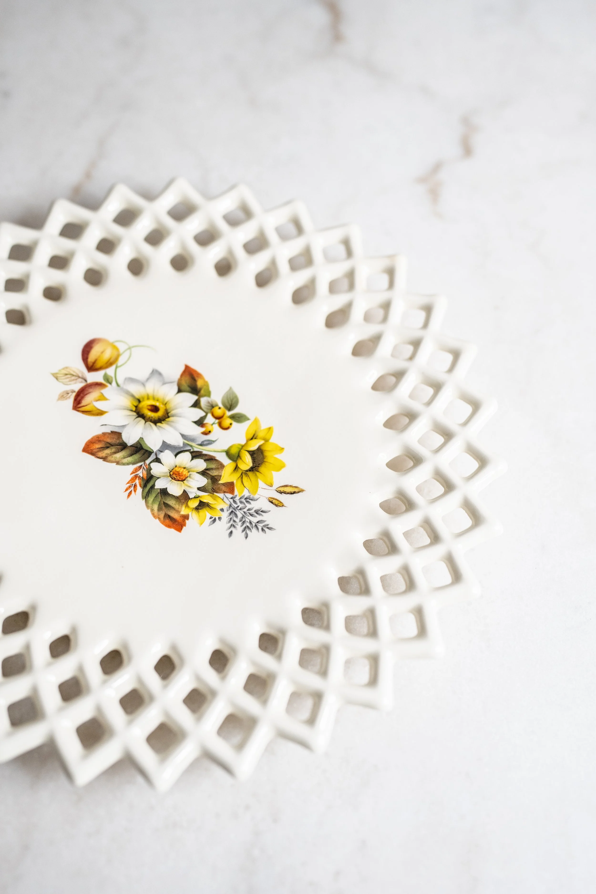 Vintage Hand-Decorated Studio Art Pottery Lattice Display Plate