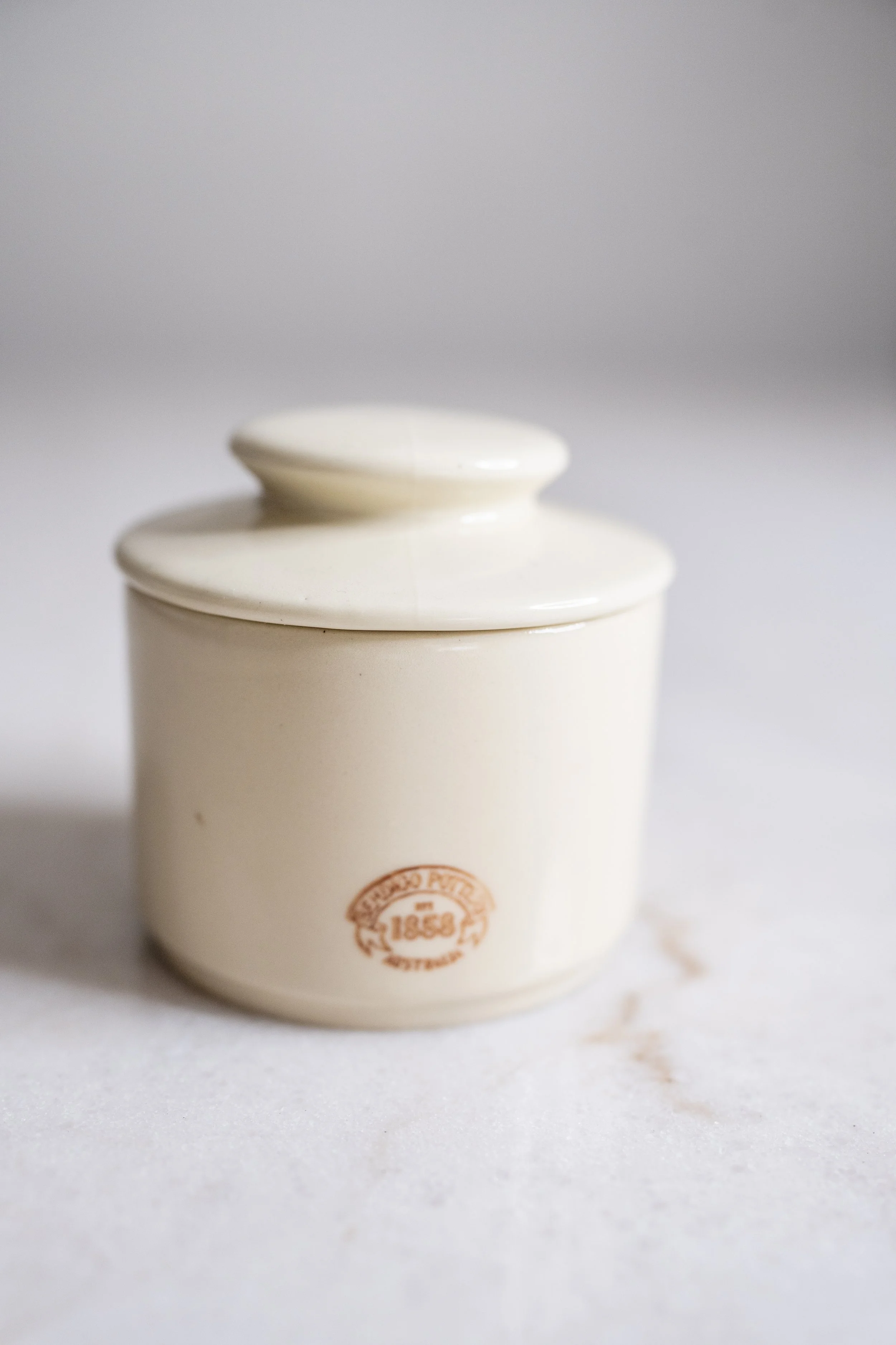 Vintage Bendigo Pottery White Lidded Countertop Crock