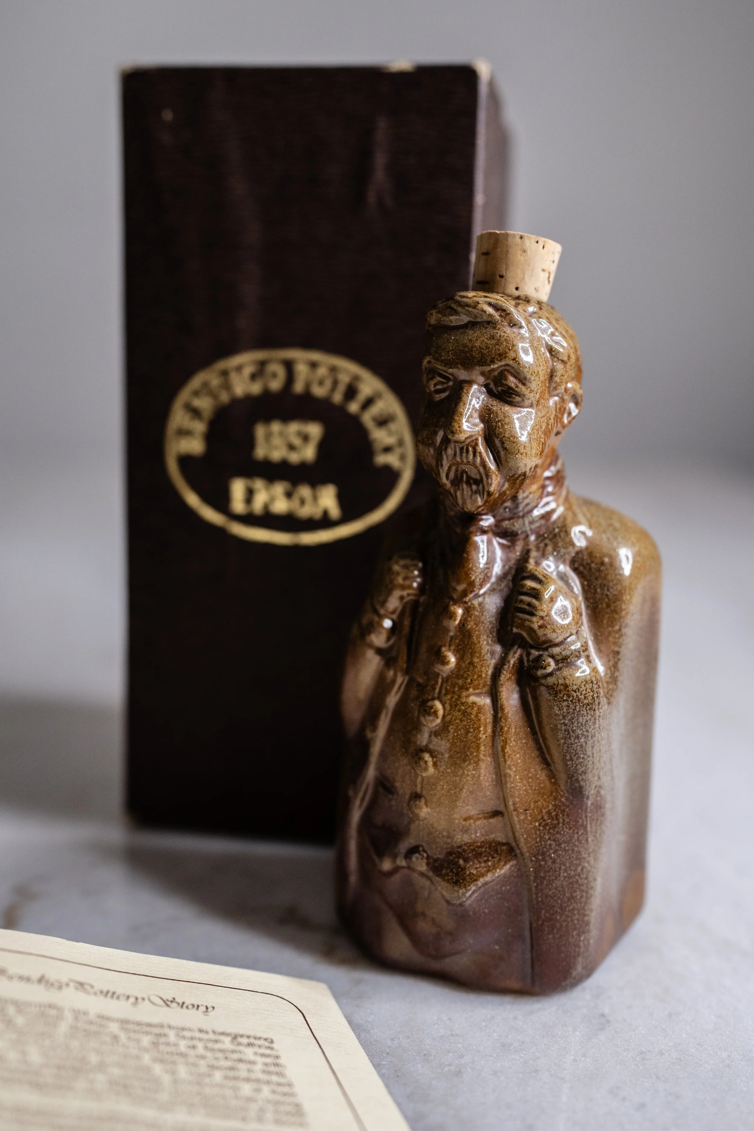 Vintage Bendigo Pottery Epsom 1857 Historical Character Flask