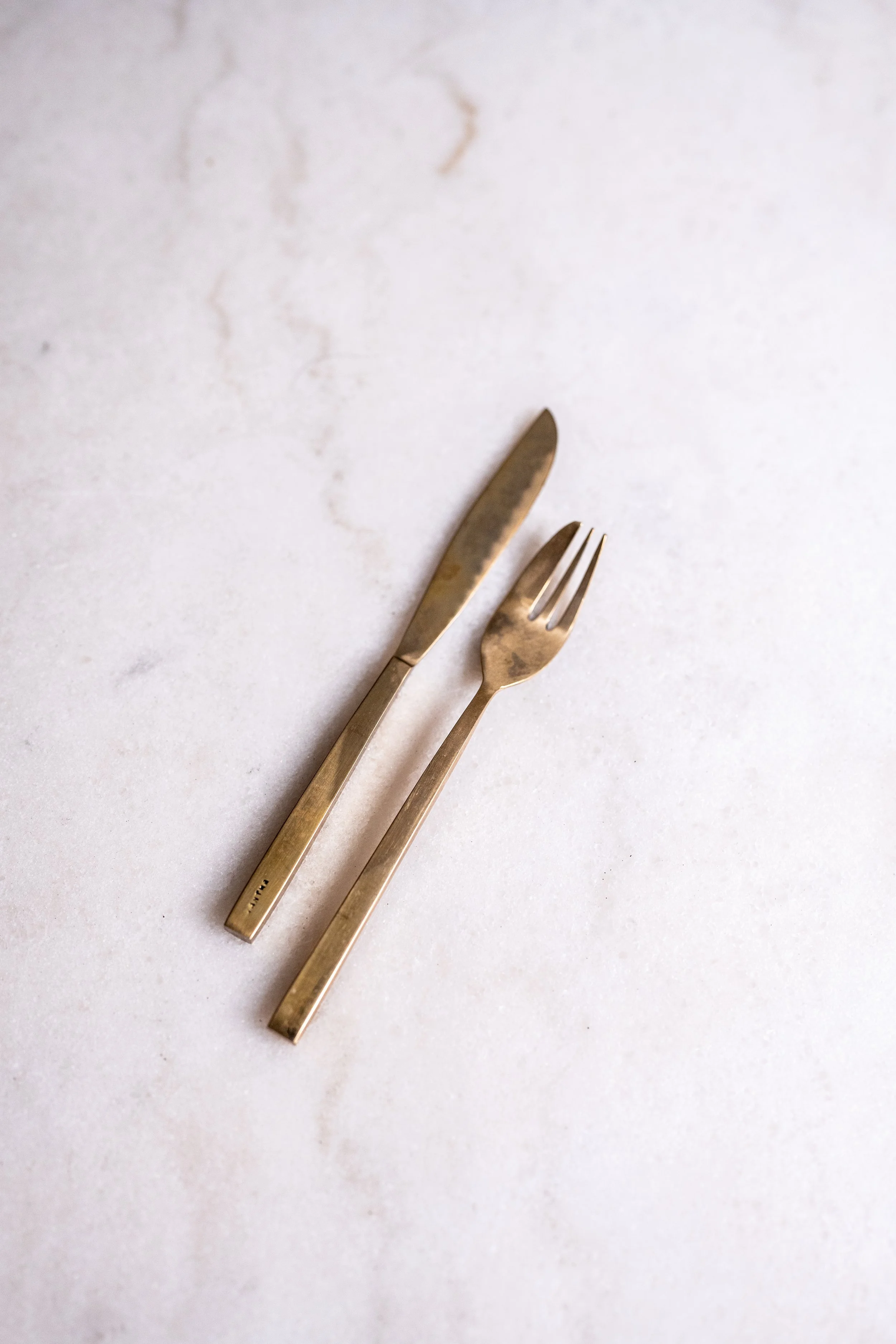 Retro 1960s Skantma Denmark Style Tapered Bronze Flatware