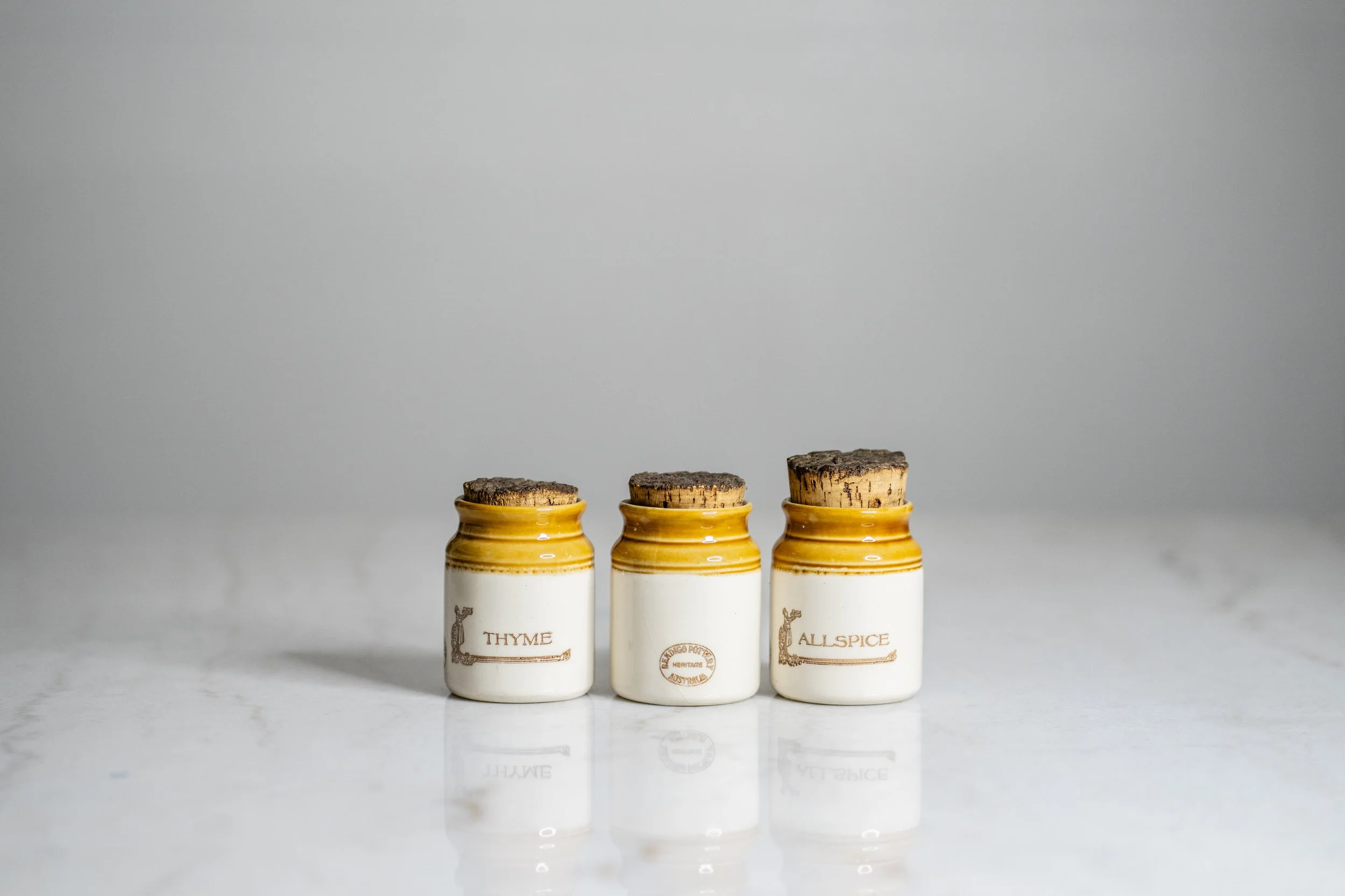 Vintage Bendigo Pottery Heritage Australia Spice Canisters Trio