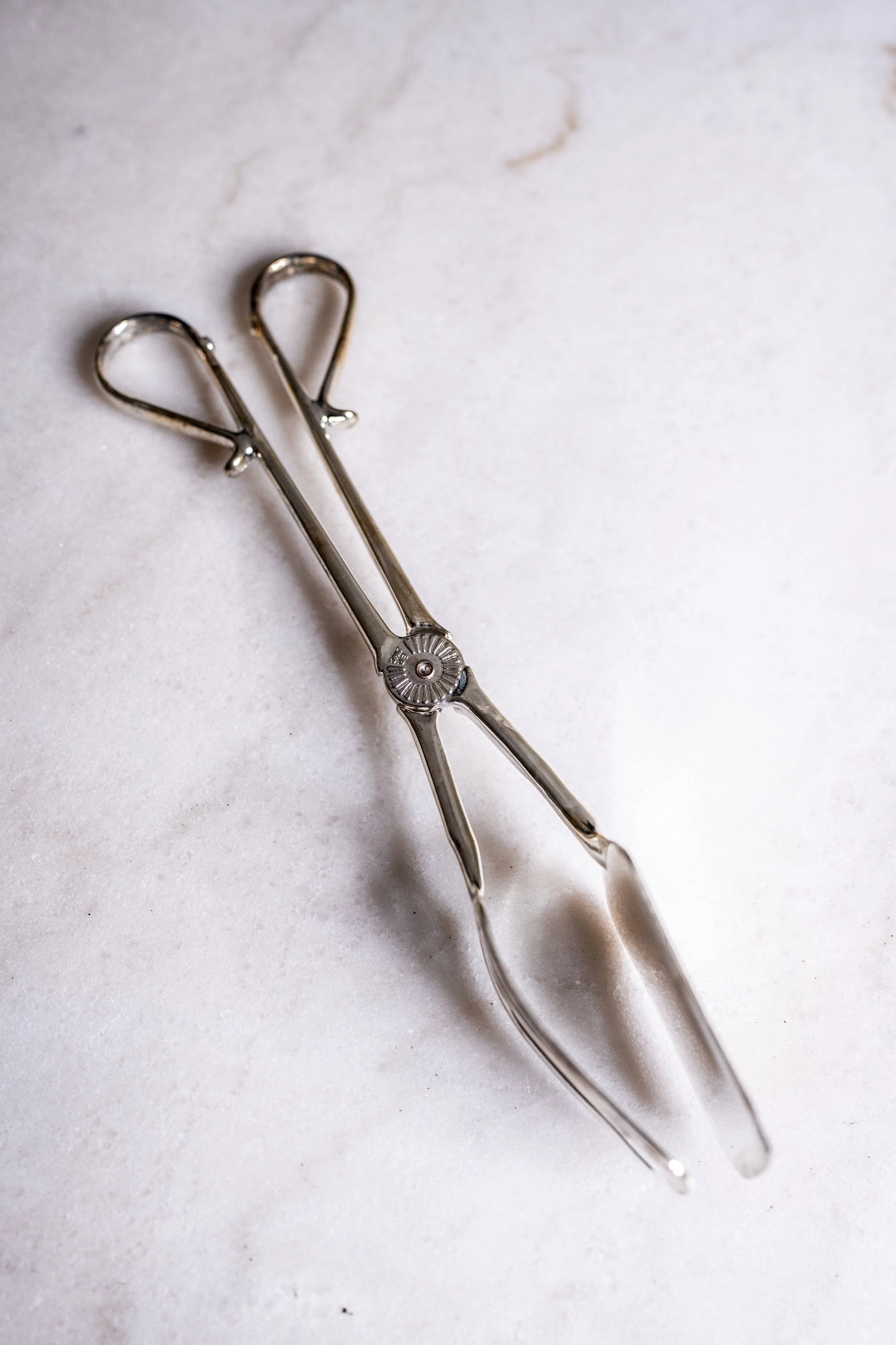 Vintage E.P. Zinc Silver-Plated Scissor Action Buffet Serving Tongs
