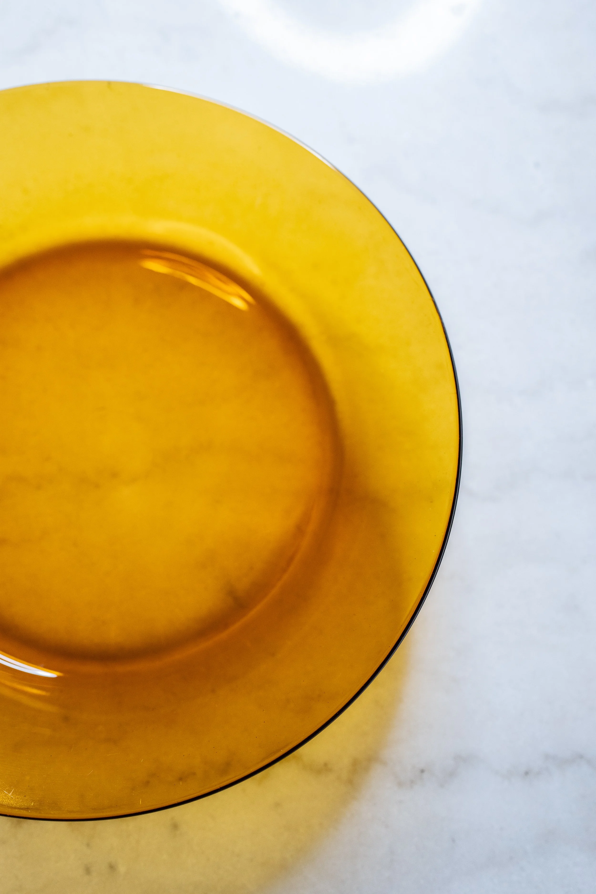 Vintage French Amber Glass Large Rimmed Serving Bowl