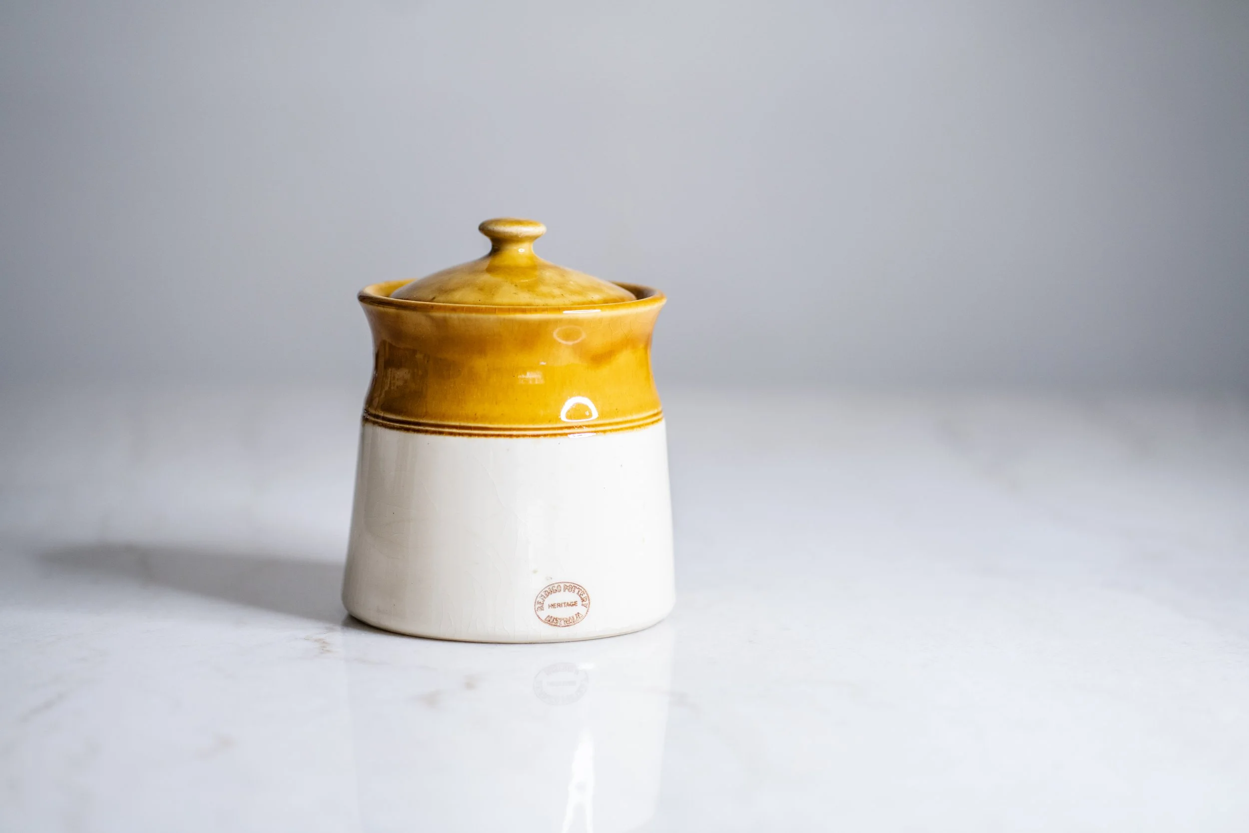 Vintage Bendigo Pottery Heritage Australia Two-Tone Lidded Storage Canister