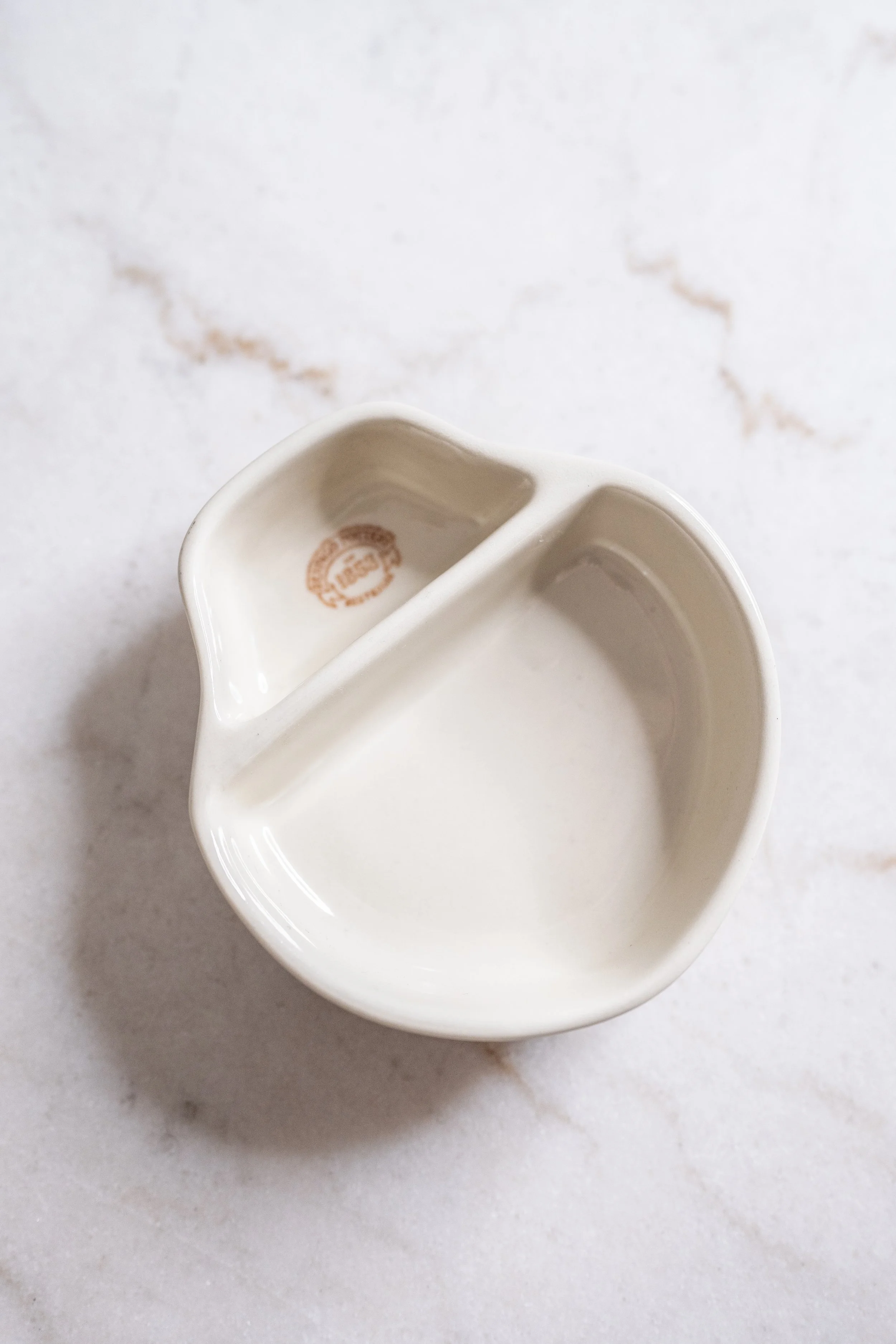 Vintage Bendigo Pottery White Ceramic Divided Nibble Dish