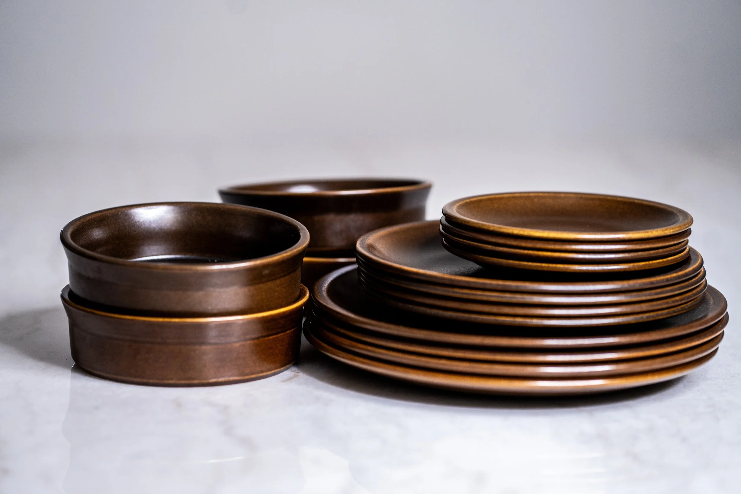 16-Piece Vintage Wedgwood "Sterling" Brown Stoneware Dinner Set (Service for 4)