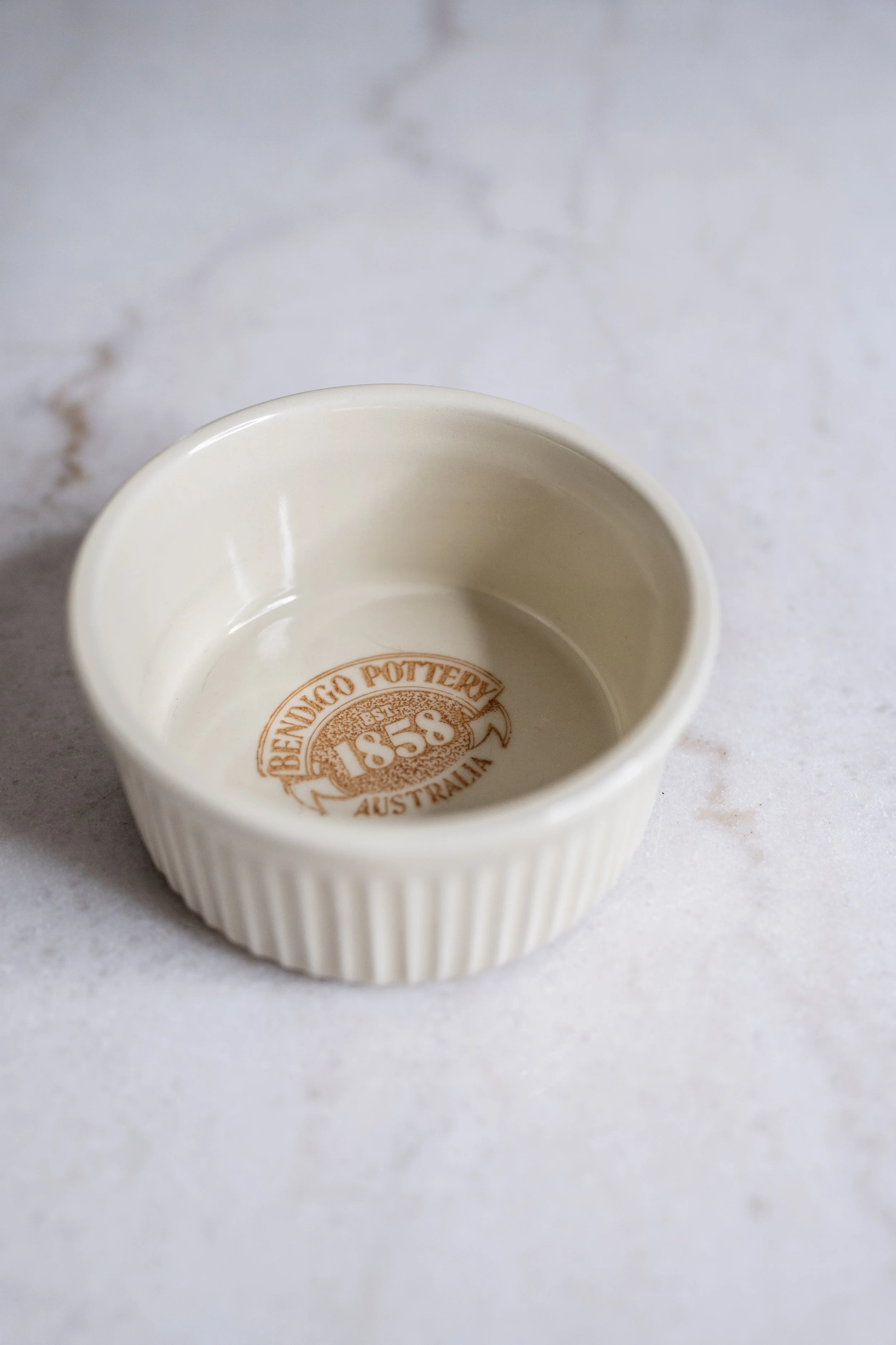 Vintage Bendigo Pottery Heritage Australia Ribbed Stoneware Ramekin