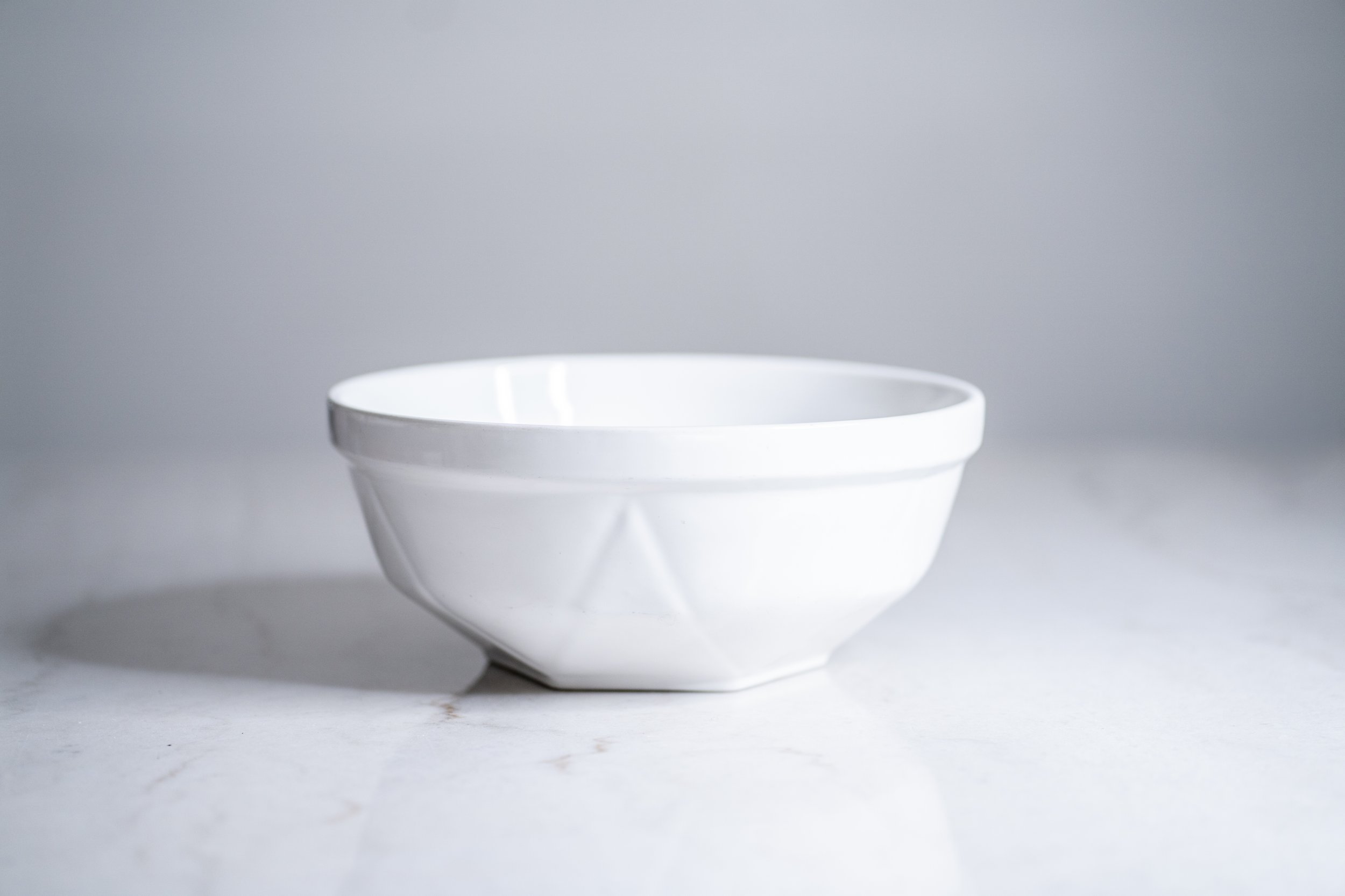 Vintage White Fluted Ceramic Mixing Bowl