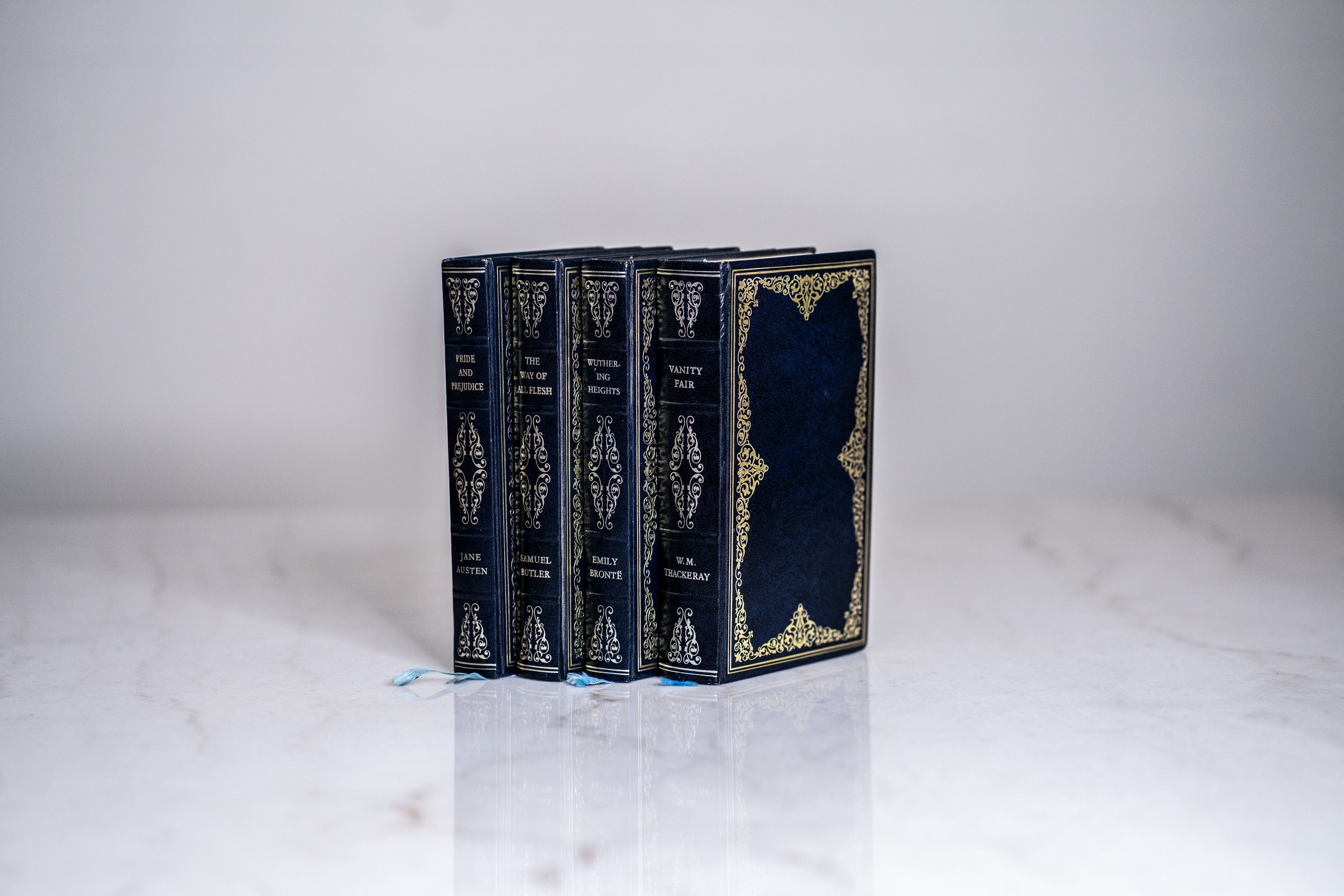 Vintage Heron Books Literary Heritage Collection - Blue & Gold Gilt Classics (Set of 4)