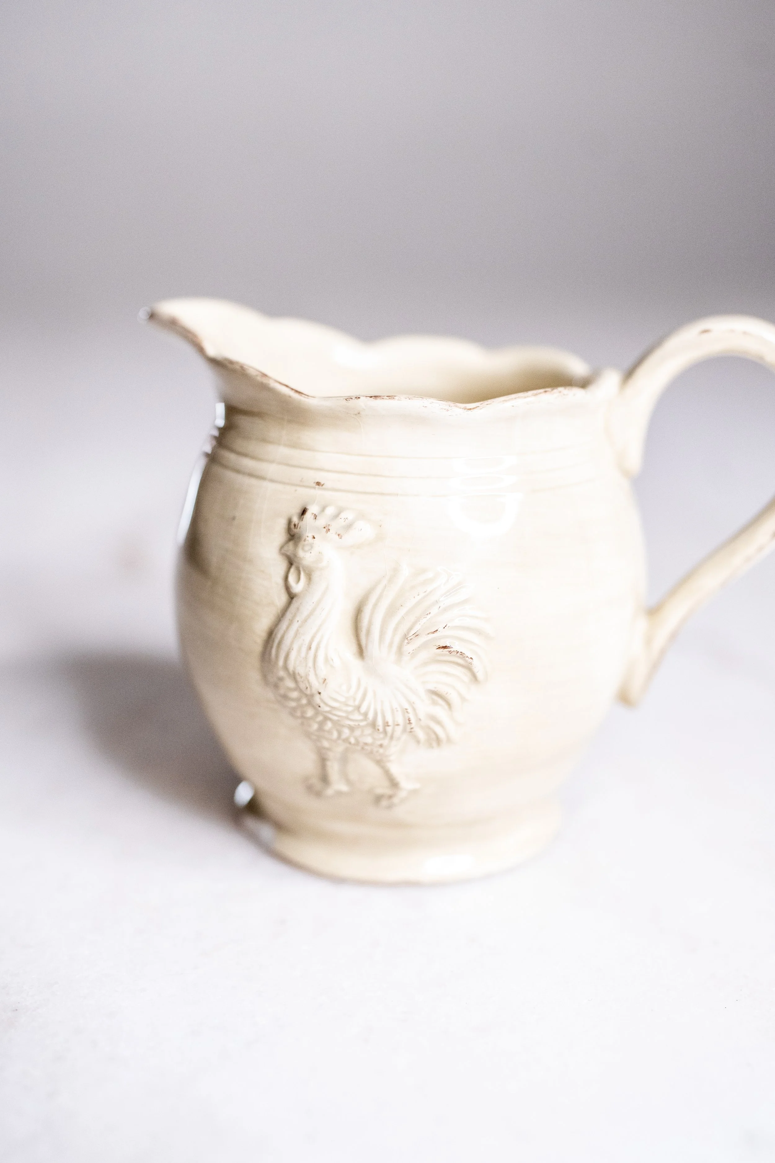 Vintage Mini Creamer with Embossed Rooster