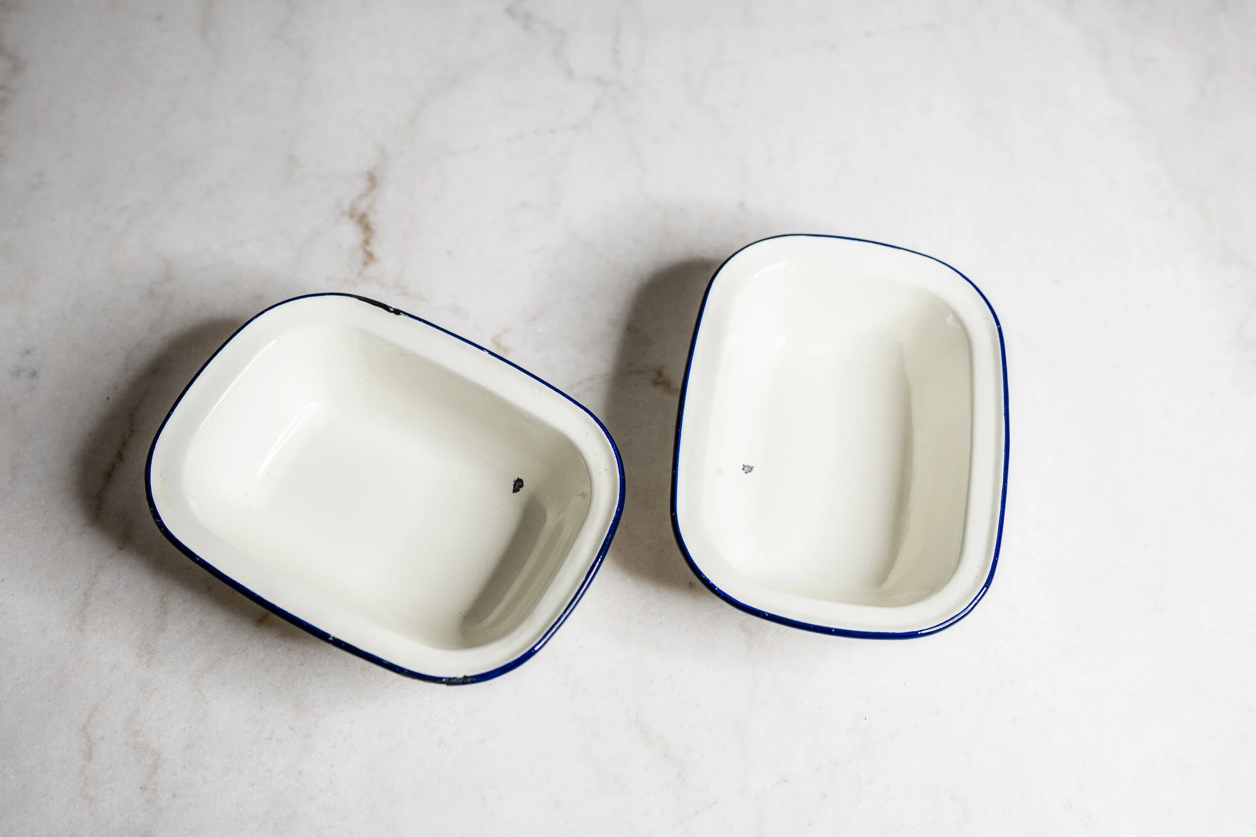 Vintage White Enamel Oblong Pie Dish Set