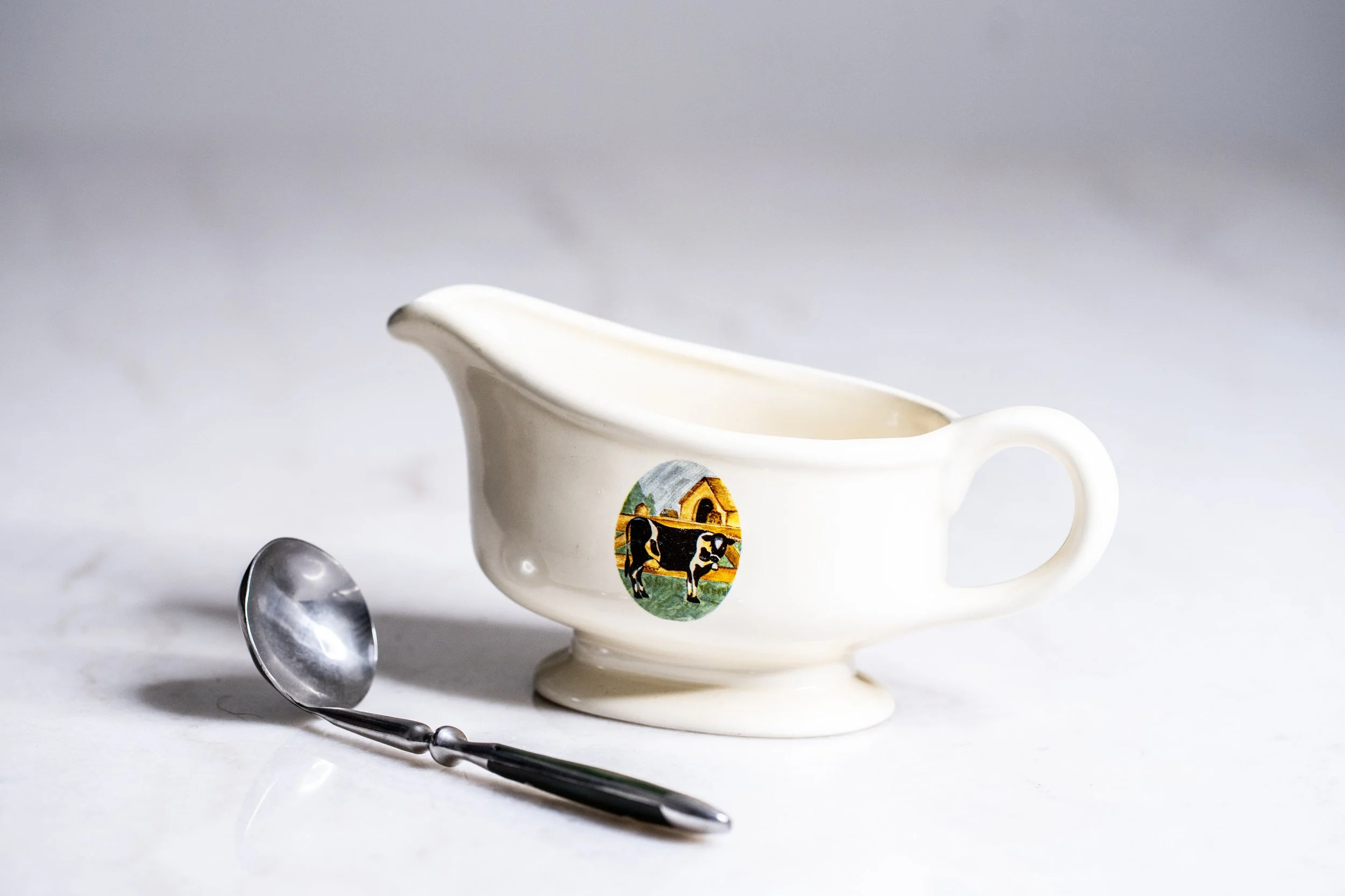 Vintage Syracuse China Marygrove College Restaurant Ware Gravy Boat & Spoon [Ironstone]
