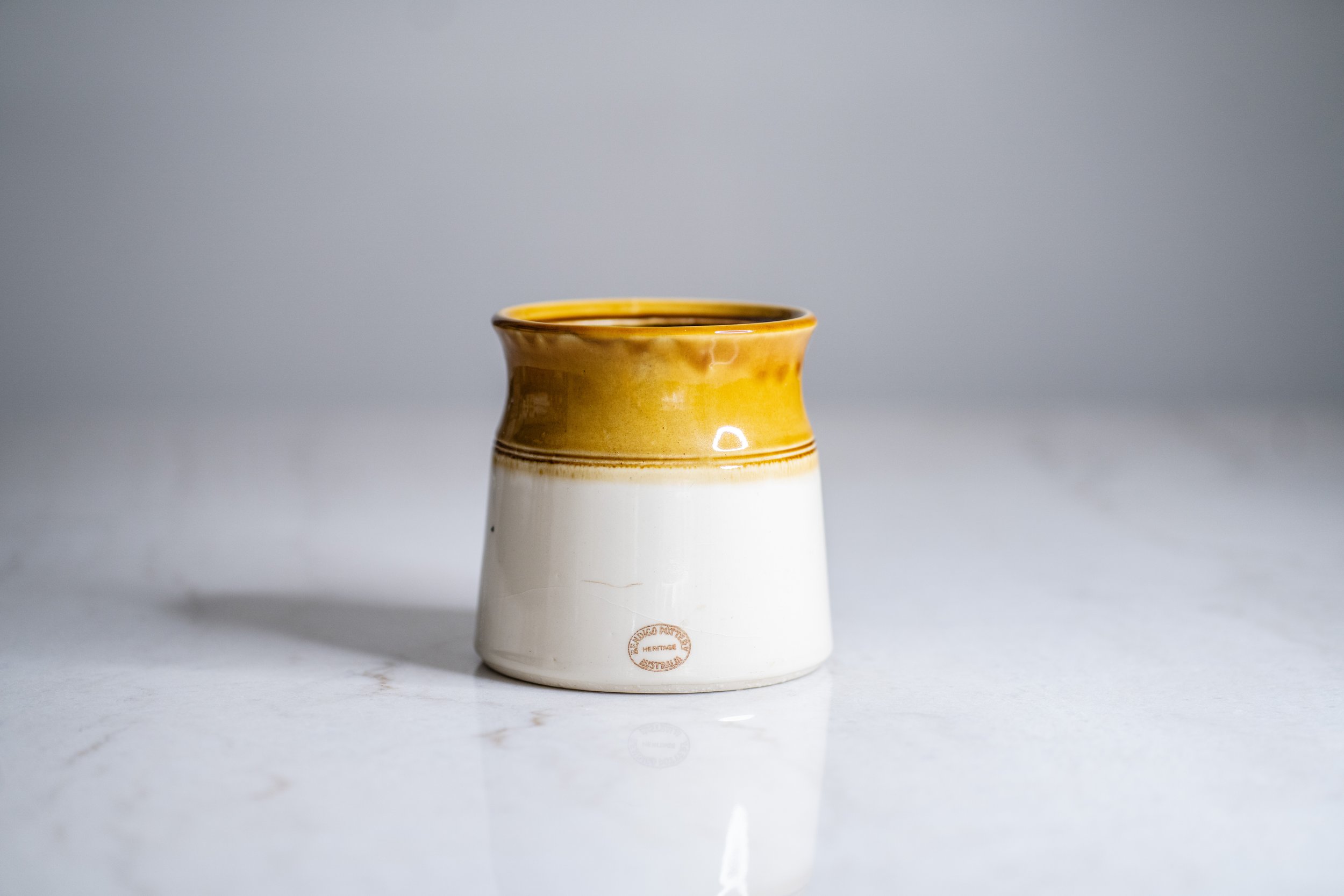 Vintage Bendigo Pottery Heritage Australia Two-Tone Utensil Crock
