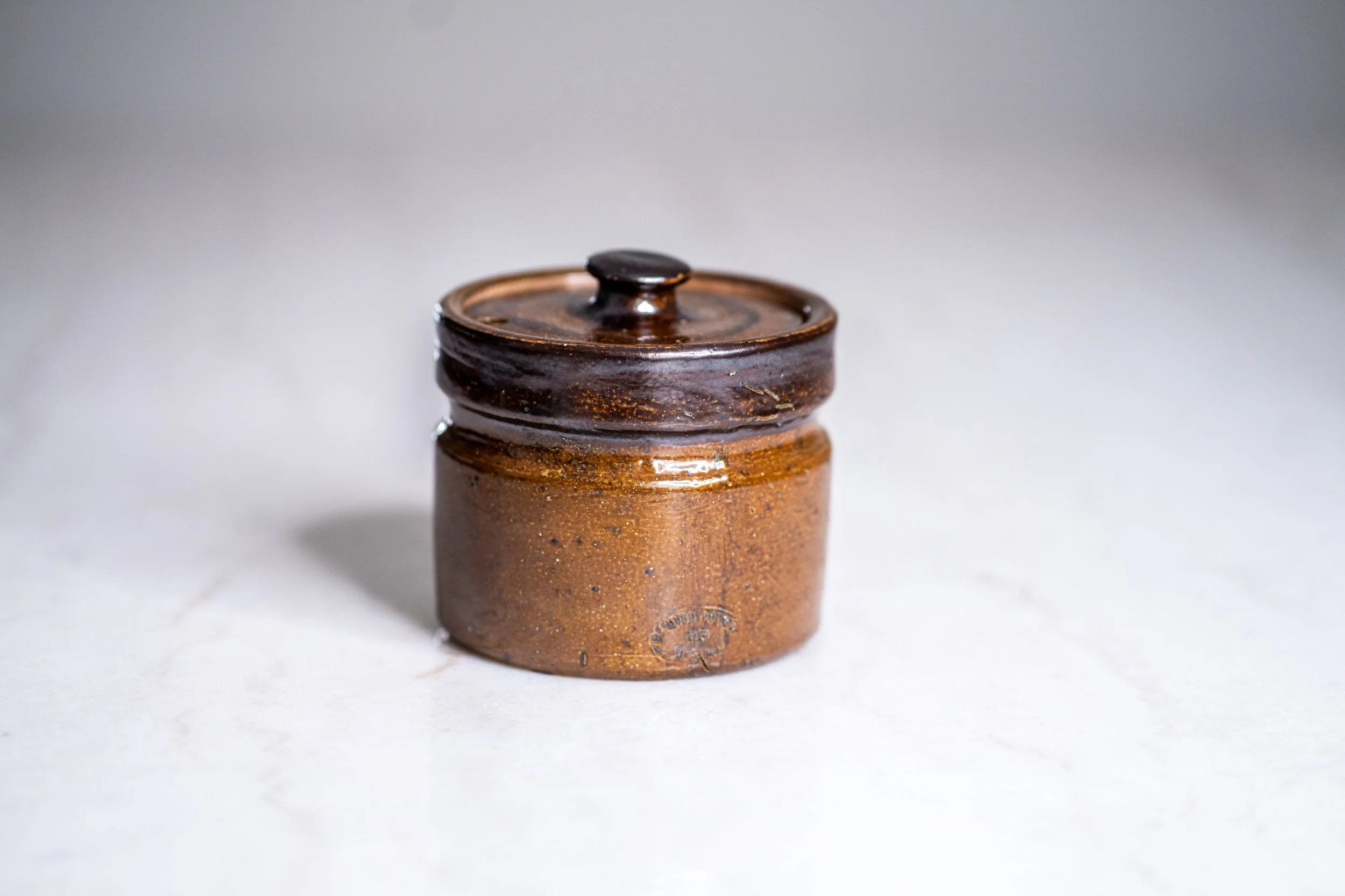 Bendigo Pottery Epsomware Speckled Brown Ceramic Jam Jar with Lid