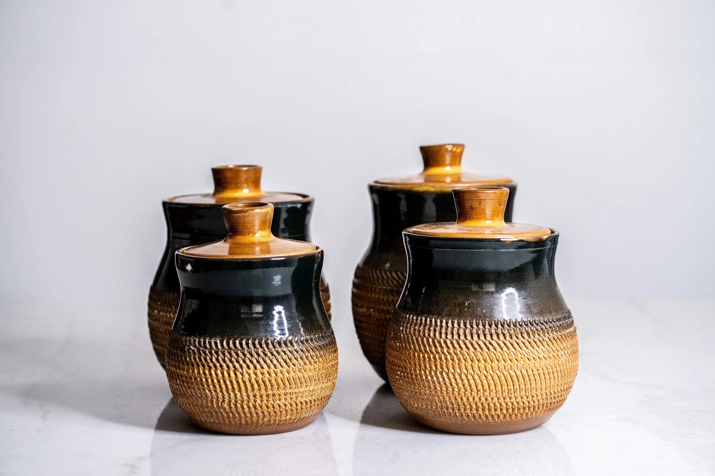 Vintage Oliver Pottery Coonabarabran 4-Piece Kitchen Canister Set