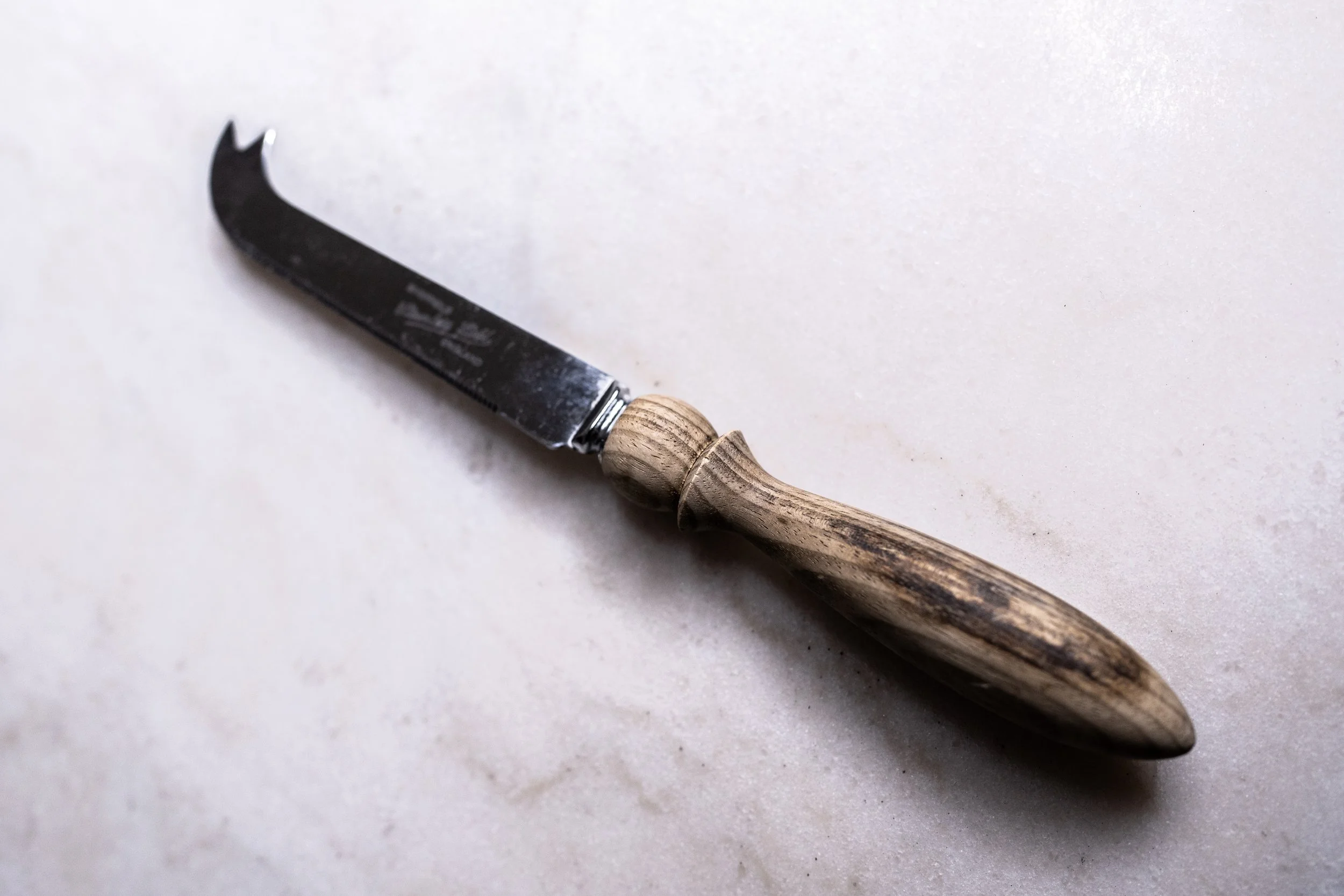 Vintage Sheffield Stainless England Fork-Tipped Wooden Cheese Knife