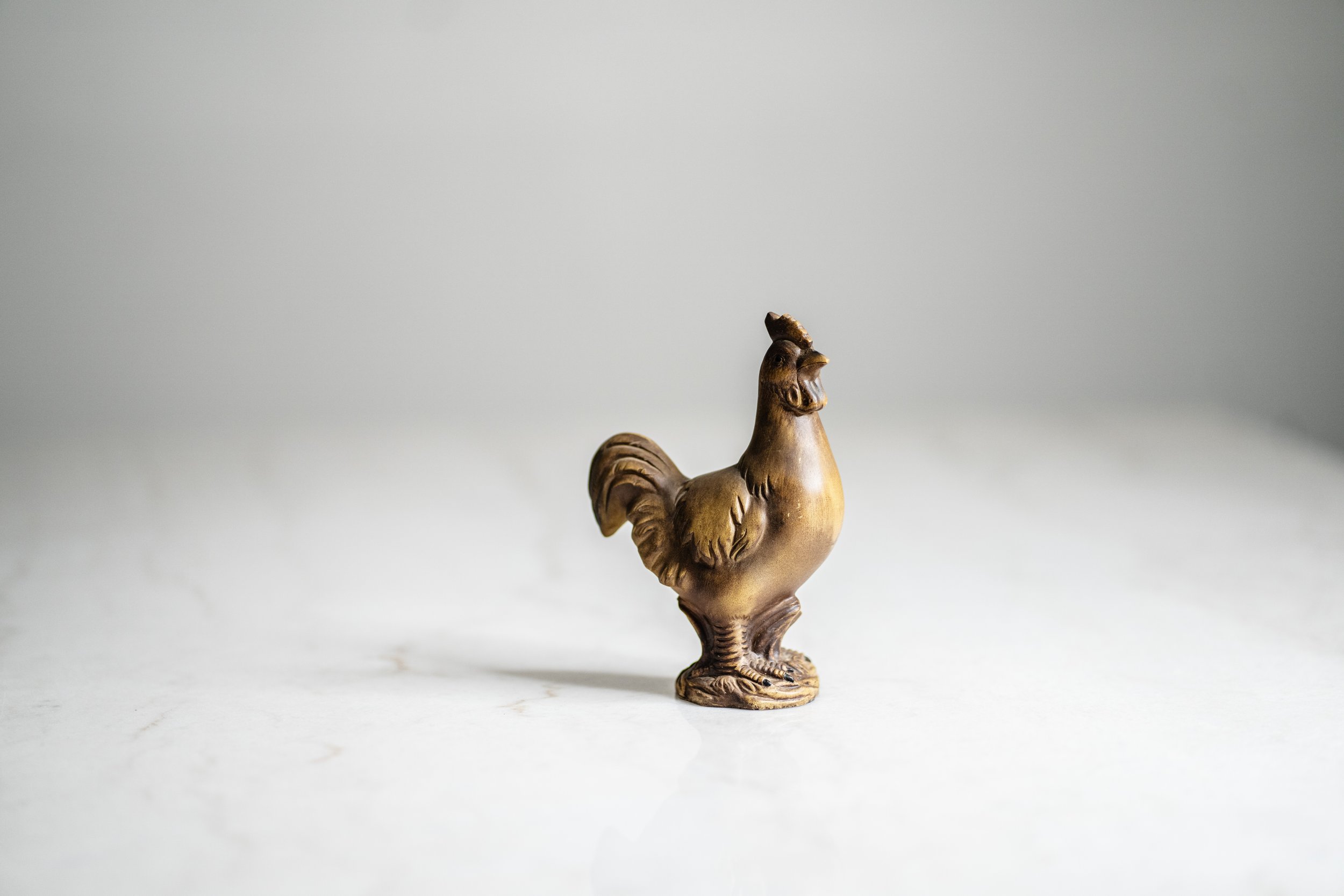 Vintage Faux-Bois Carved Resin Rooster Figurine