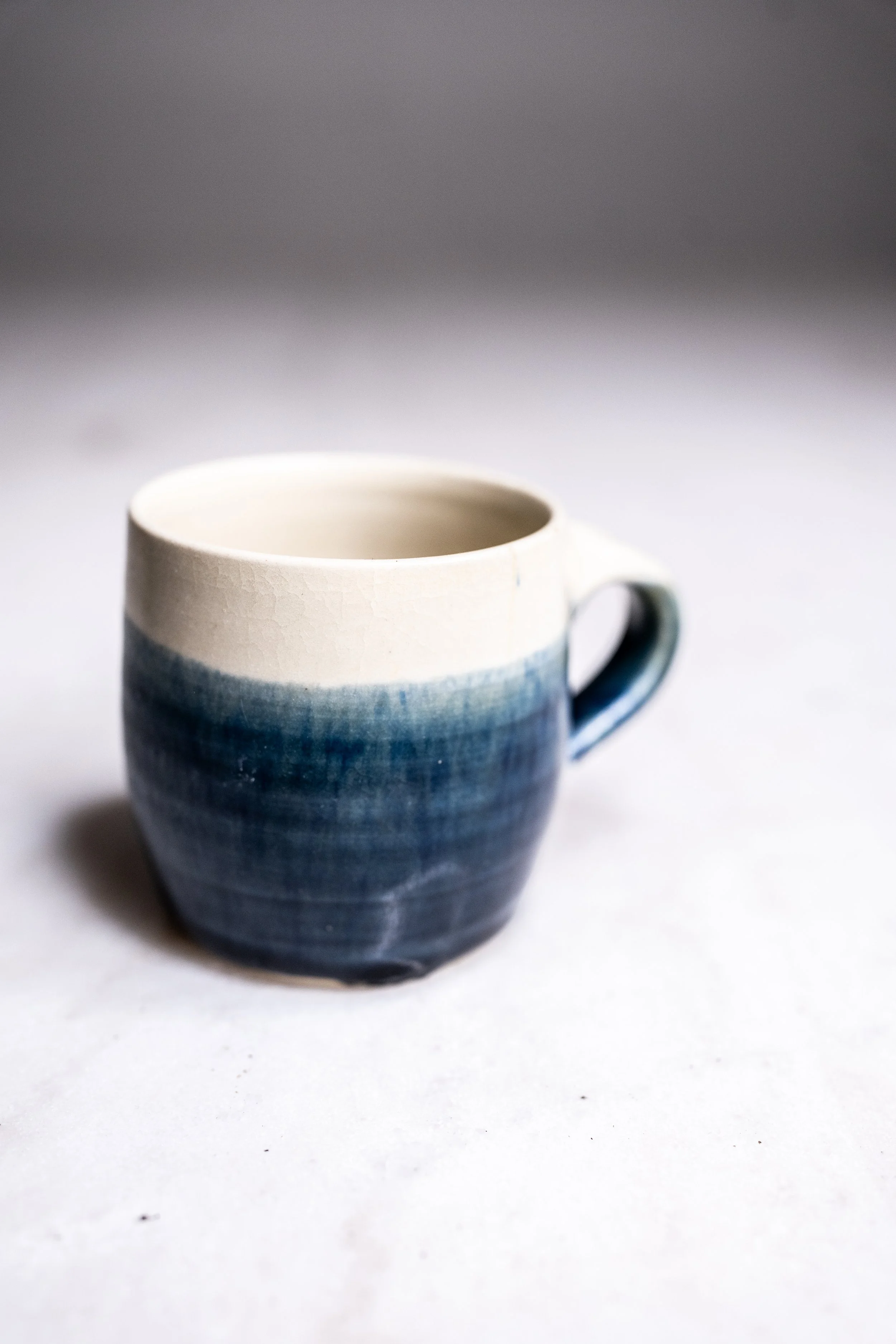 Hand-Thrown Ceramic Coffee Mug – Coastal Indigo Blue & White Dipped Glaze