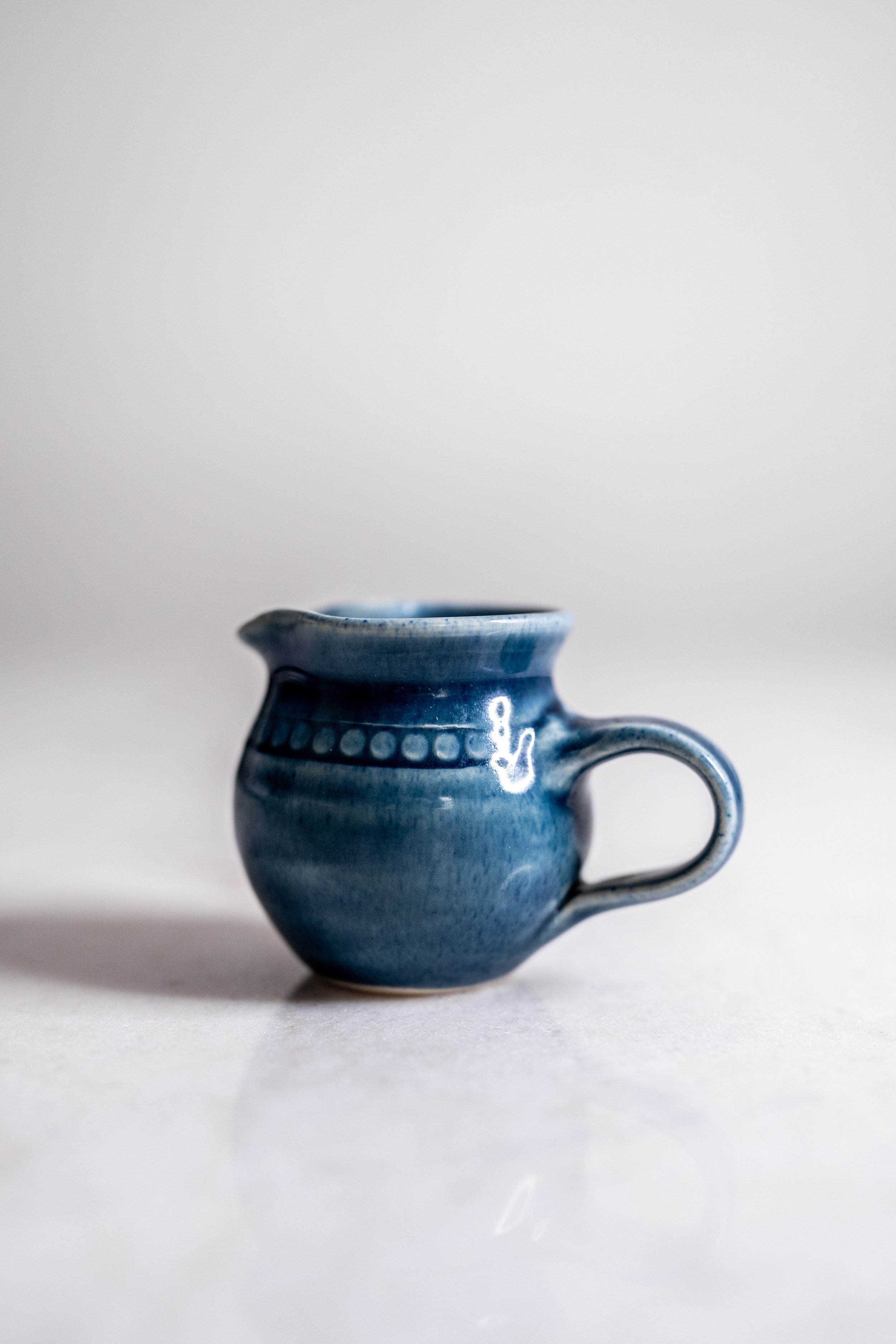Vintage Bendigo Pottery Heritage Blue Beaded Ceramic Mini Creamer Jug