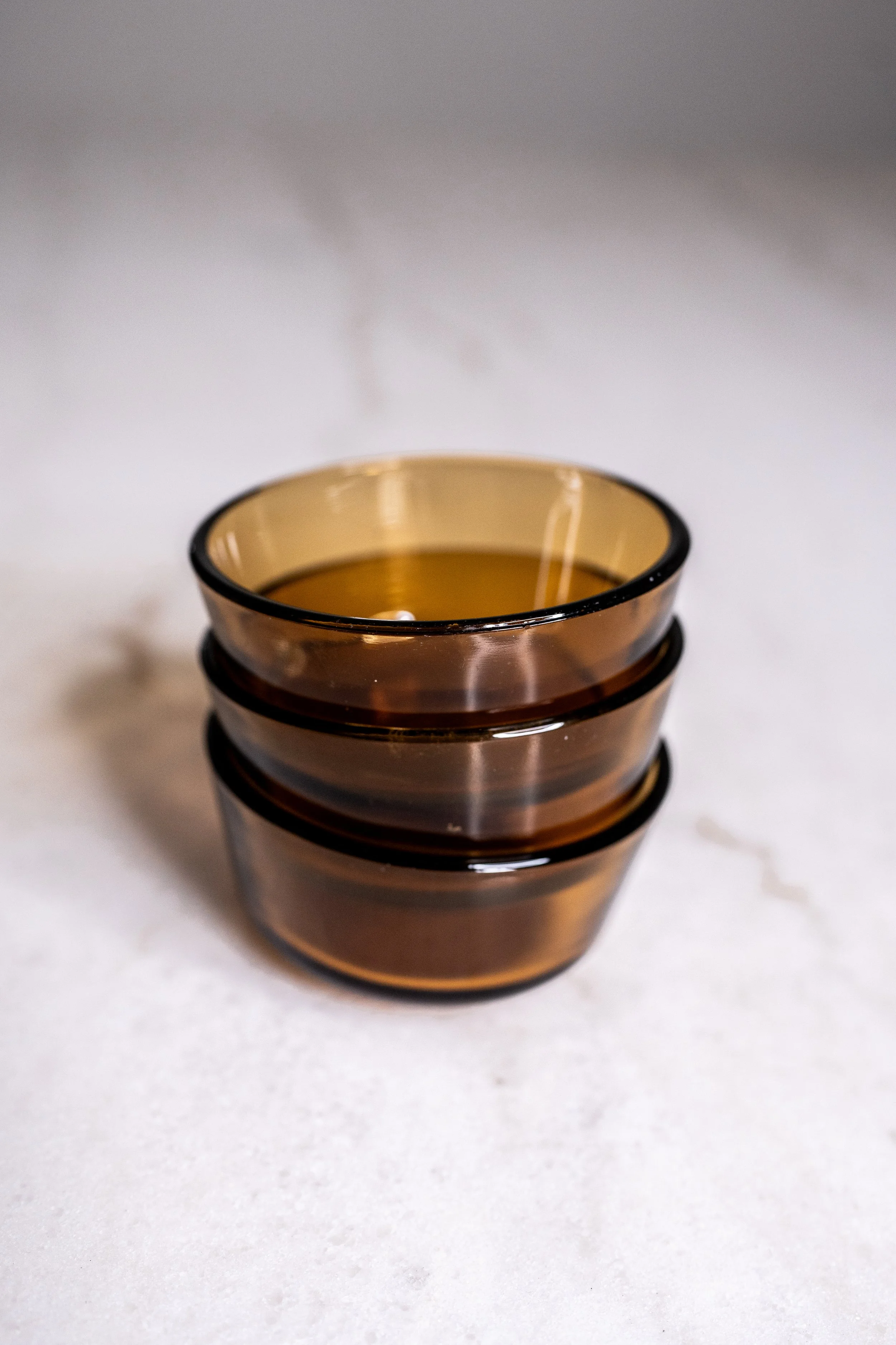 Vintage Anchor Hocking Amber Glass 6oz Custard Cups - Set of 3 (Model 434)