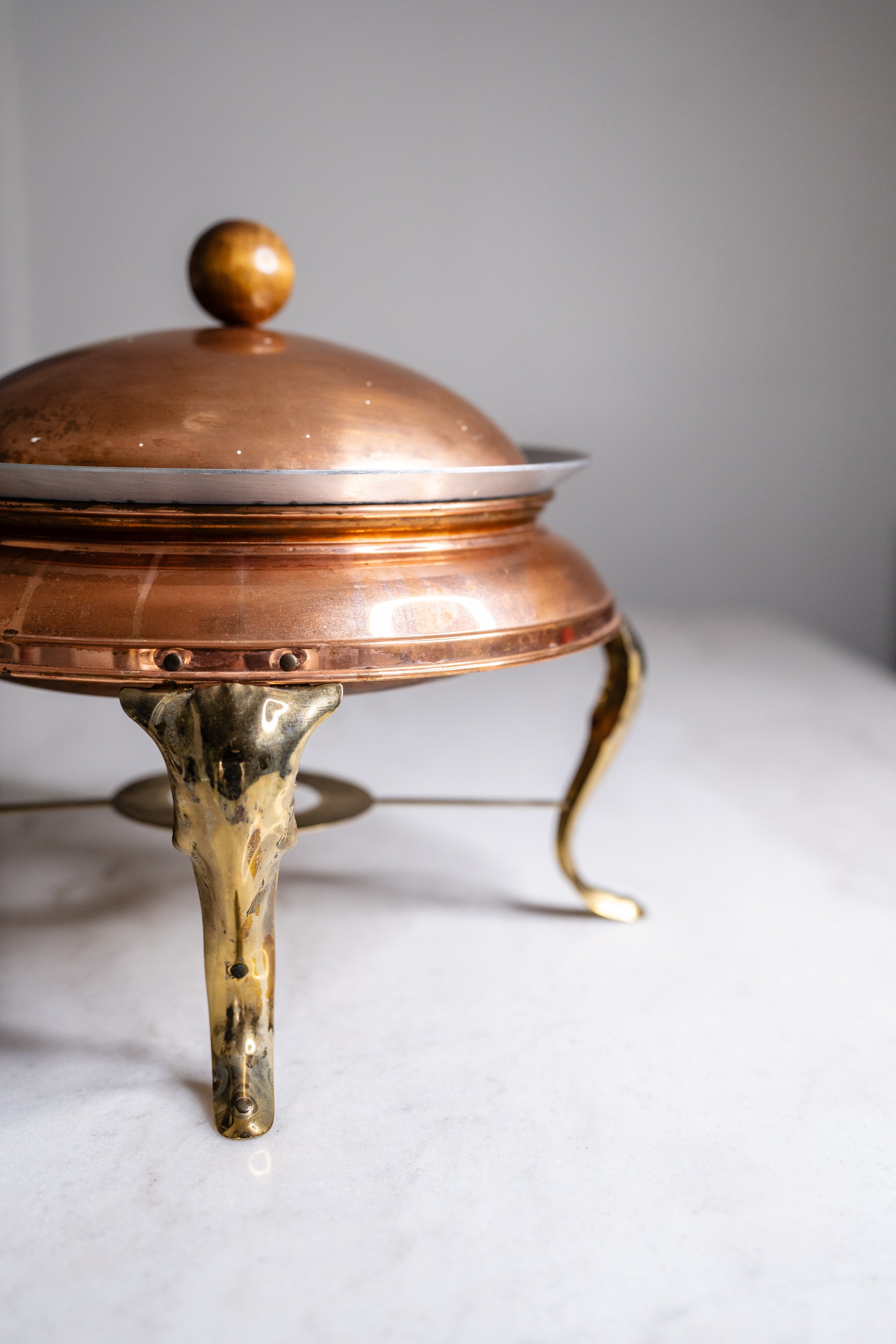 Vintage Copper and Brass Chafing Dish Set