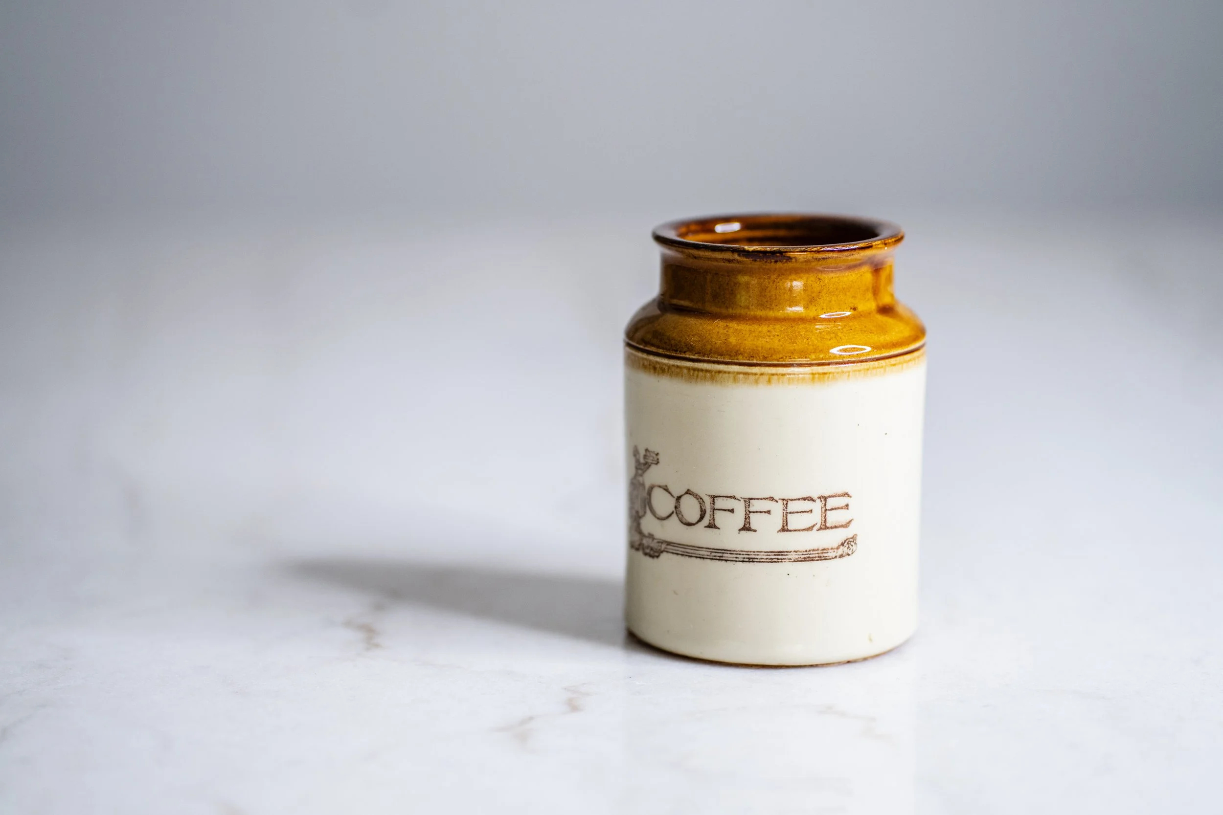 Vintage Bendigo Pottery Two-Tone COFFEE Ceramic Canister