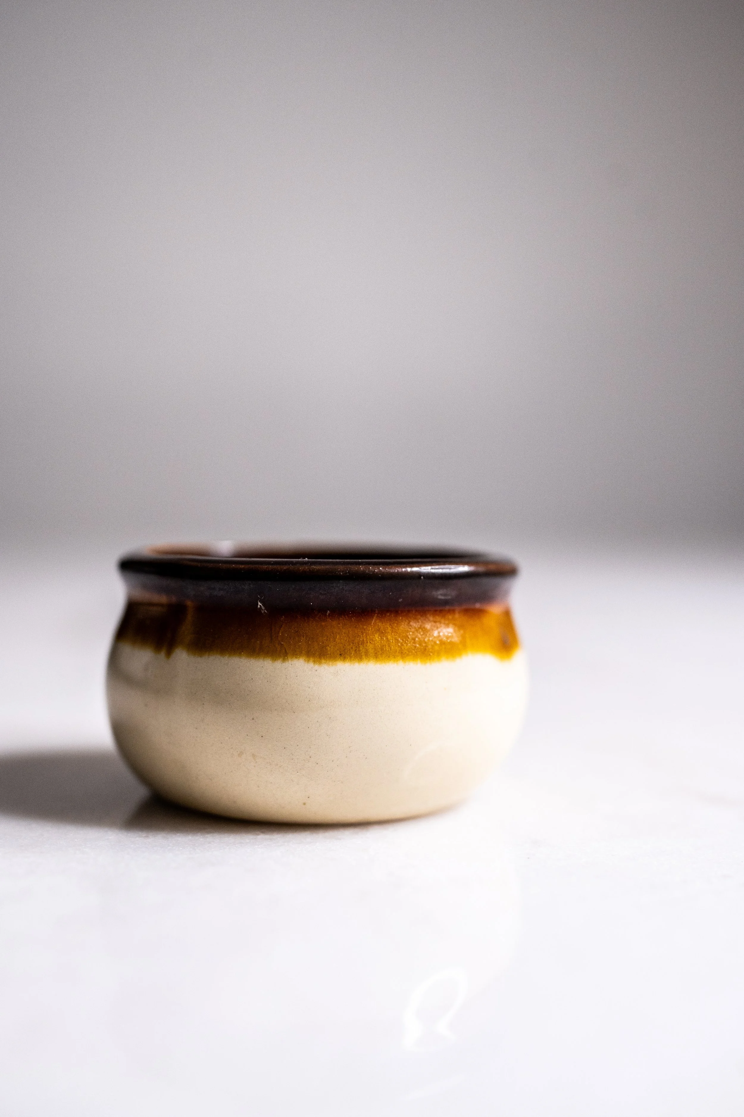 Vintage Crestware Two-Tone Miniature Ceramic Butter Pot Set of 3