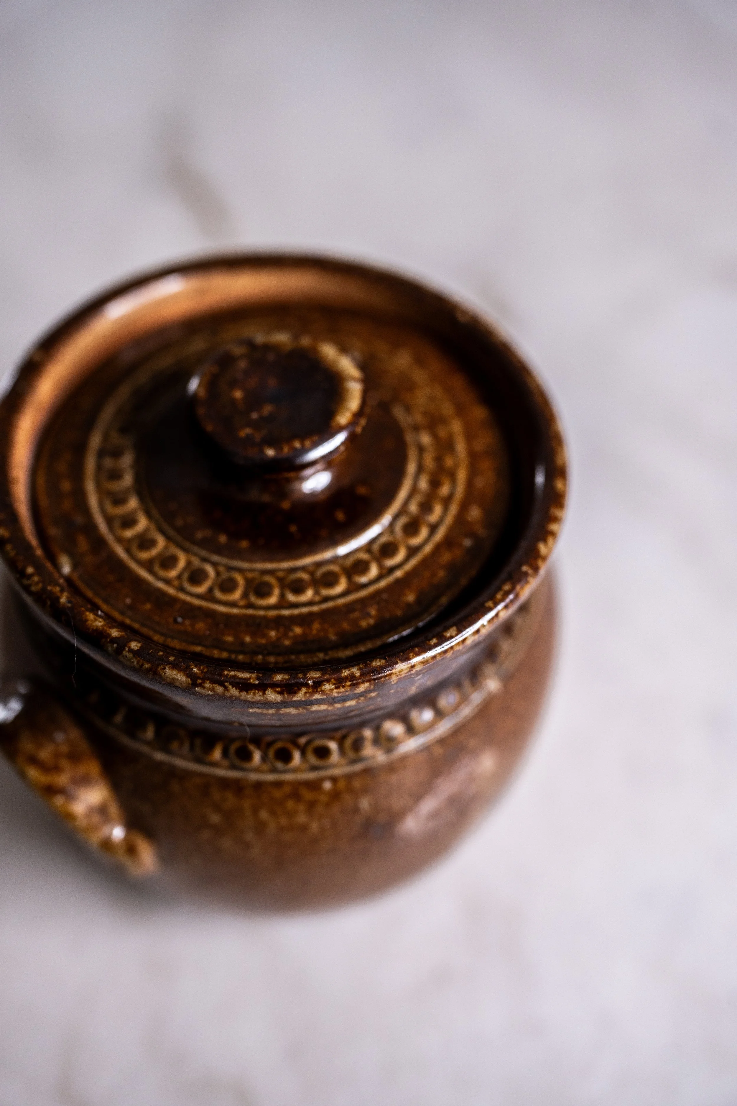 Bendigo Pottery Epsomware Speckled Brown Ceramic Condiment Pot with Lid