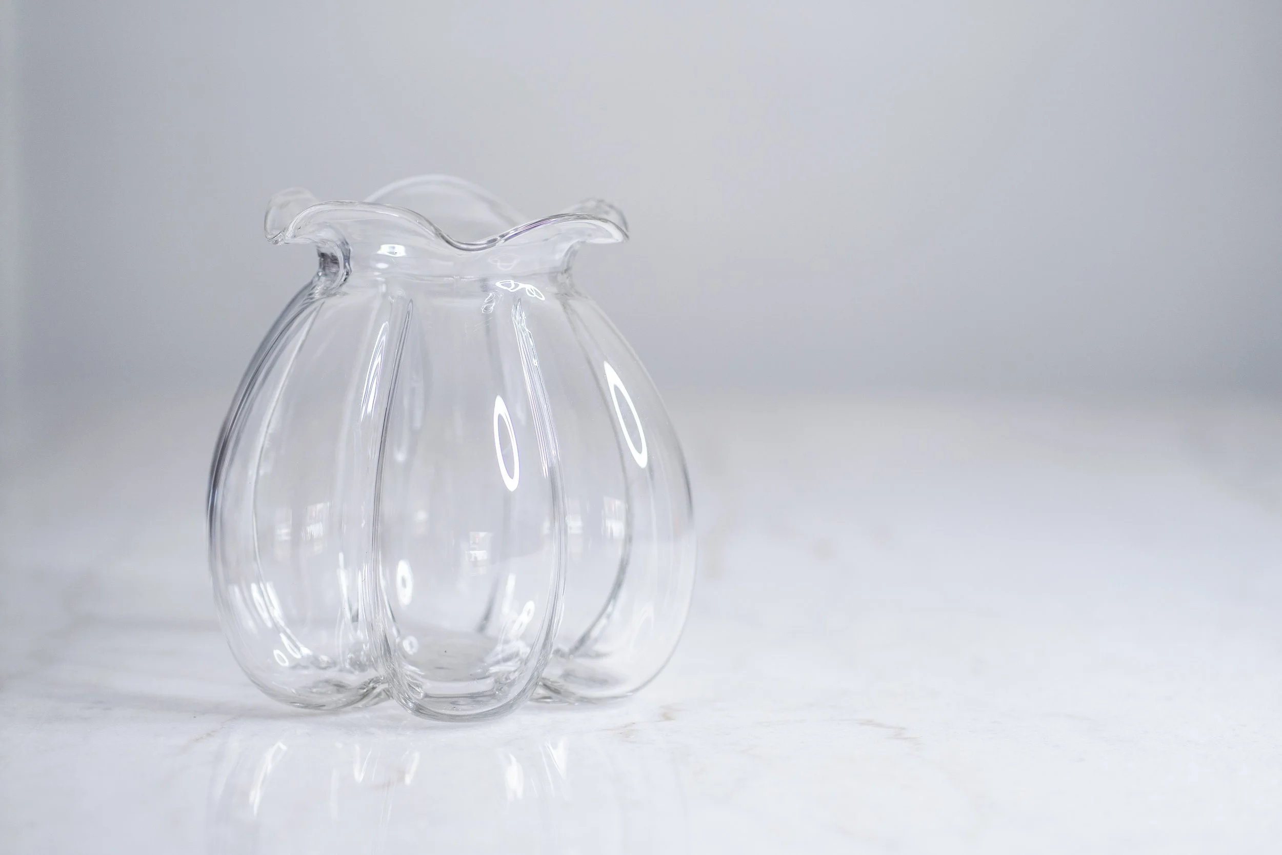 Vintage Clear Blown Glass Pumpkin Vase