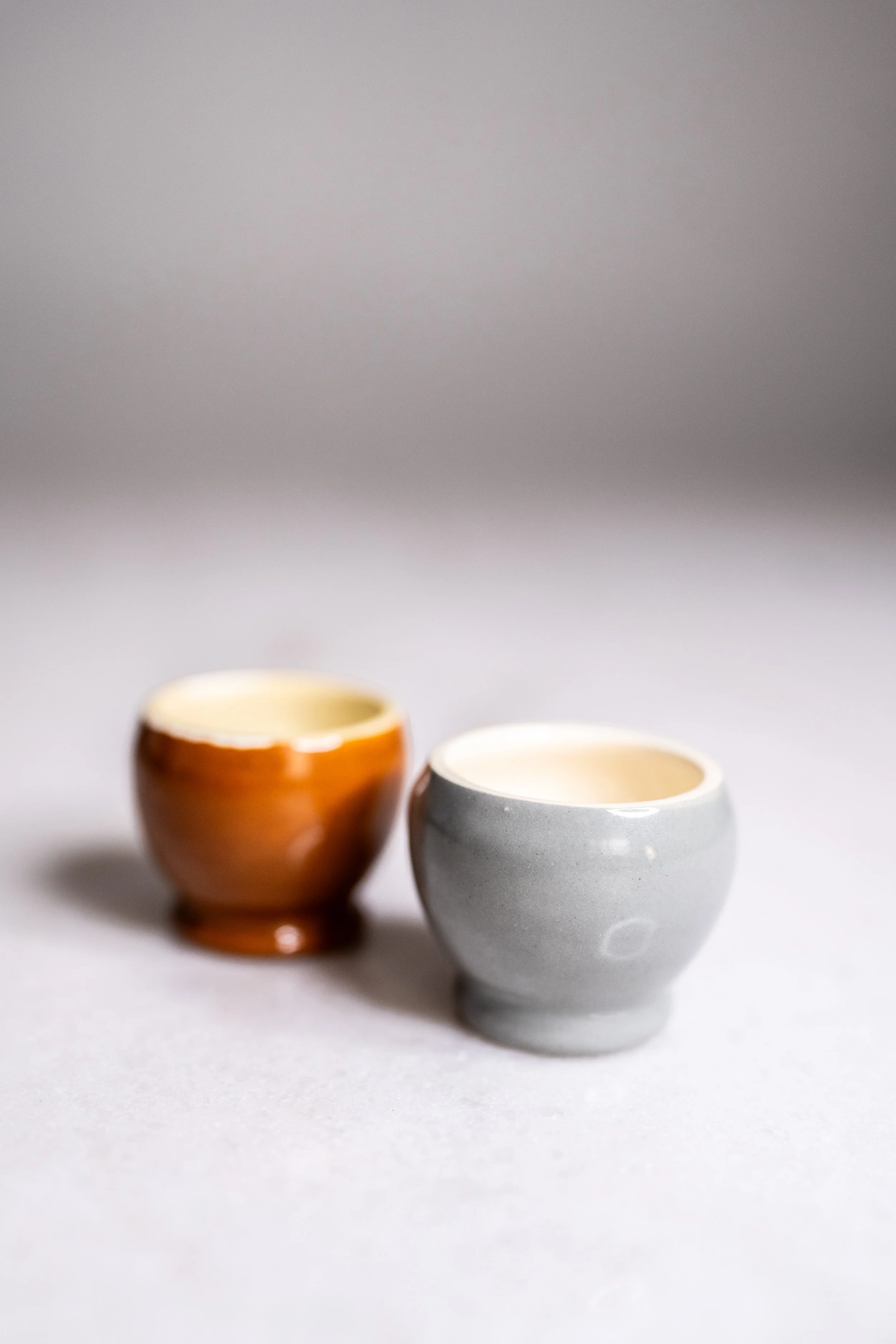 Mid-Century Hand-Marked Ceramic Egg Cups | Set of 2
