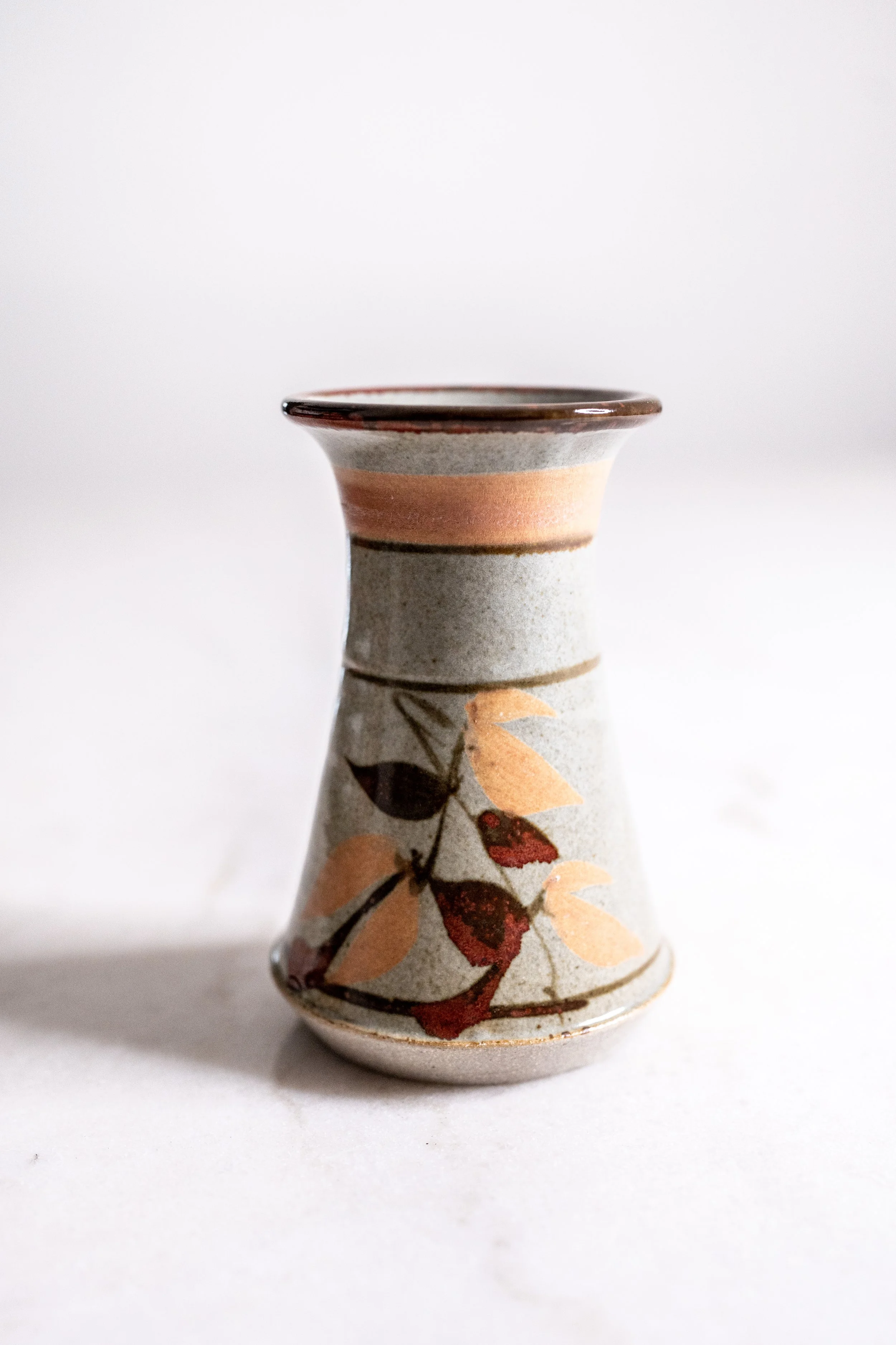 Vintage Kalinka Pottery Victoria Studio Ceramic Flower Vase - Hand Painted Autumn Leaves