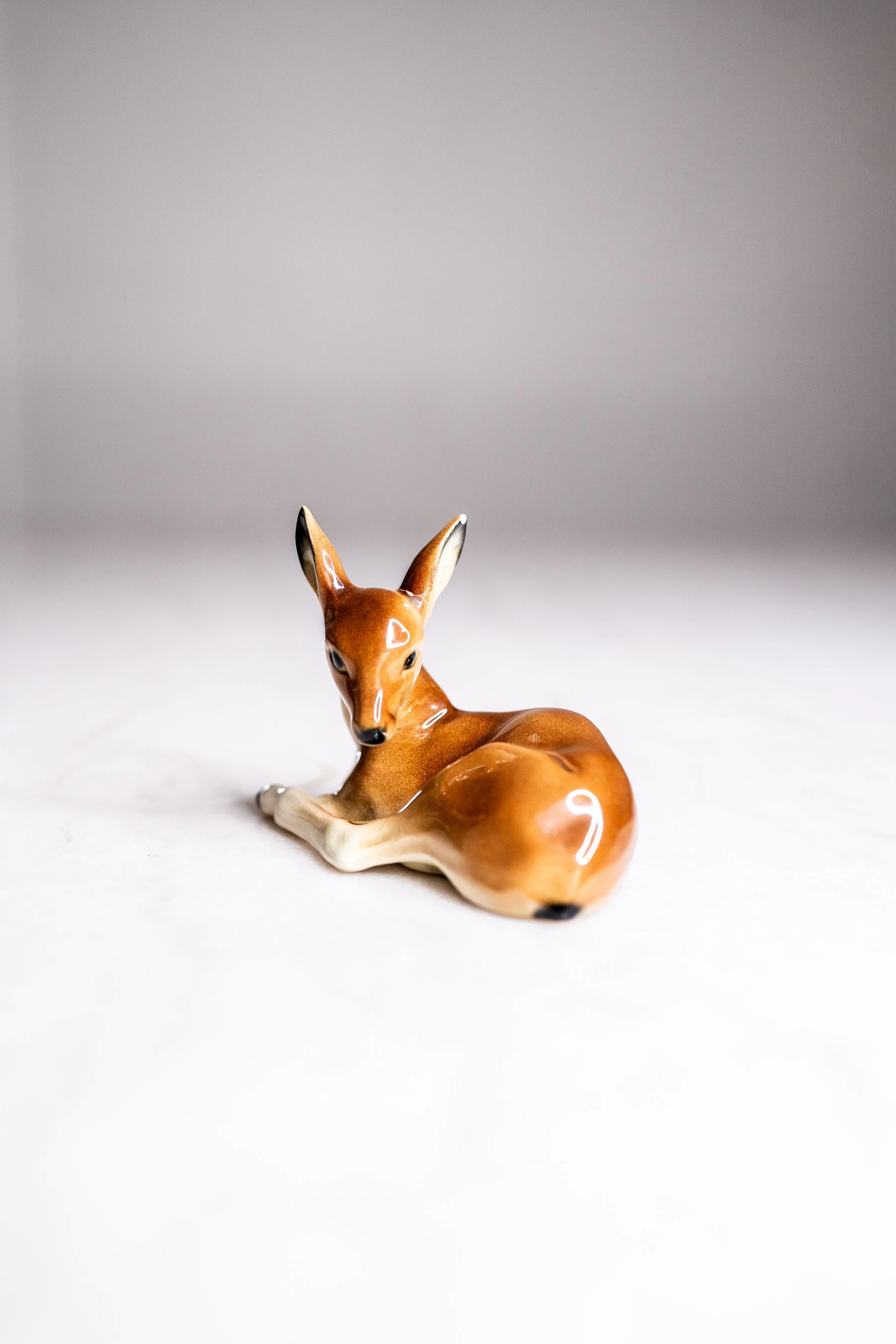 Vintage Mid-Century Ceramic Lying Fawn Deer Figurine