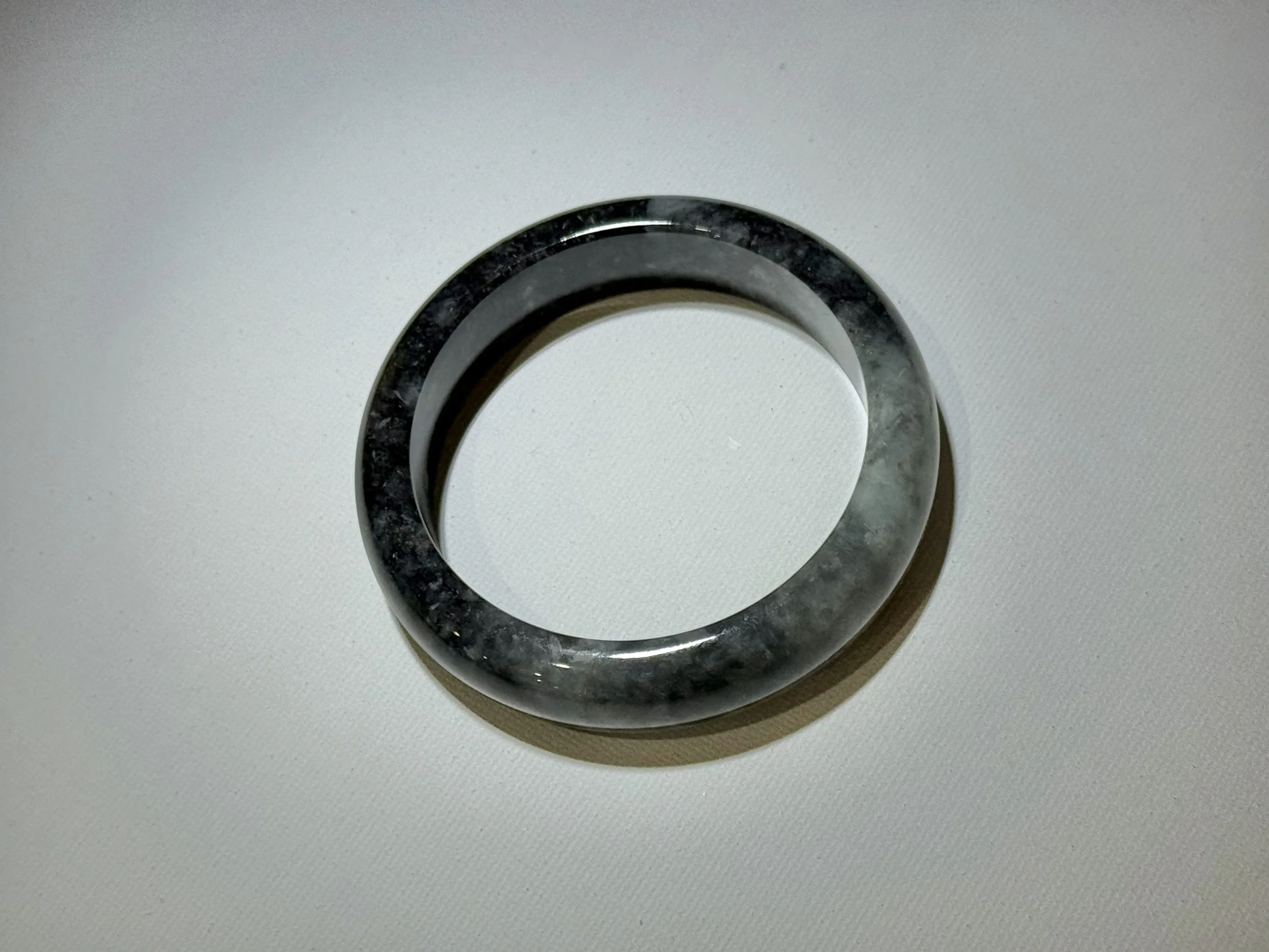 Black Wuji Bangle.  Natural Burmese Jadeite (58.5mm)
