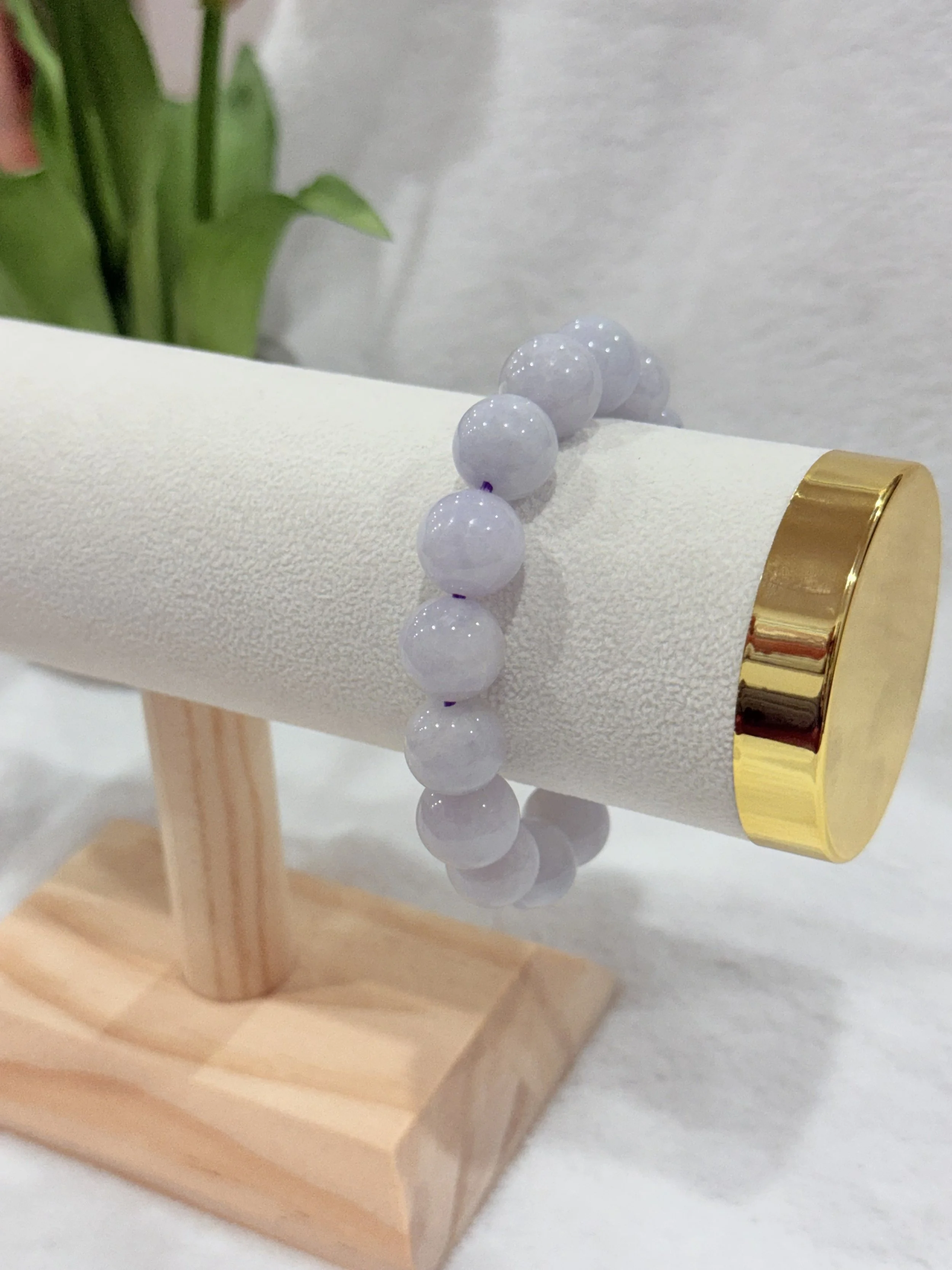 Lavender Glow Burmese Jadeite Bracelet – Natural Untreated Jade