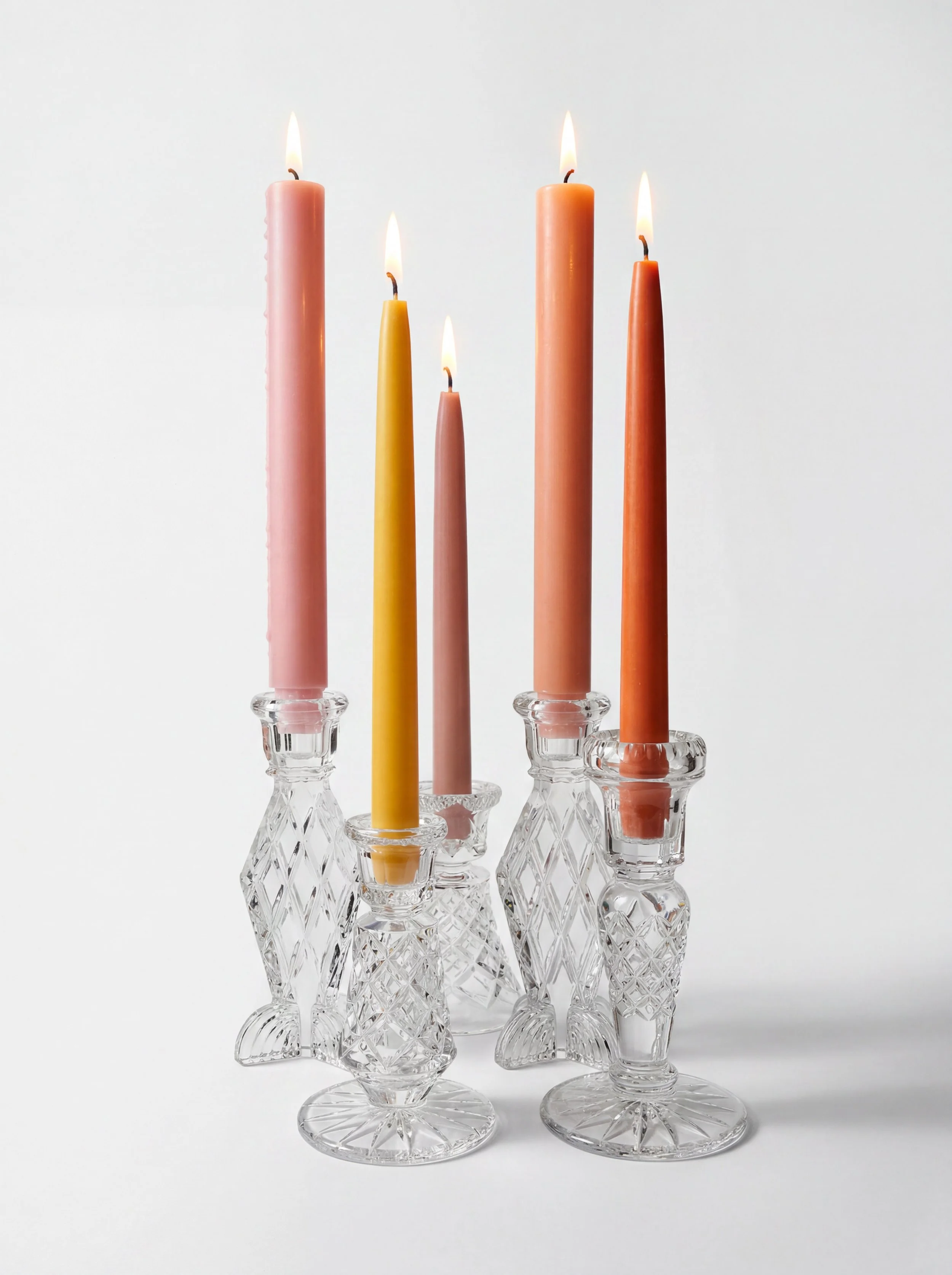 Vintage Crystal Candle Holders - Set of 3