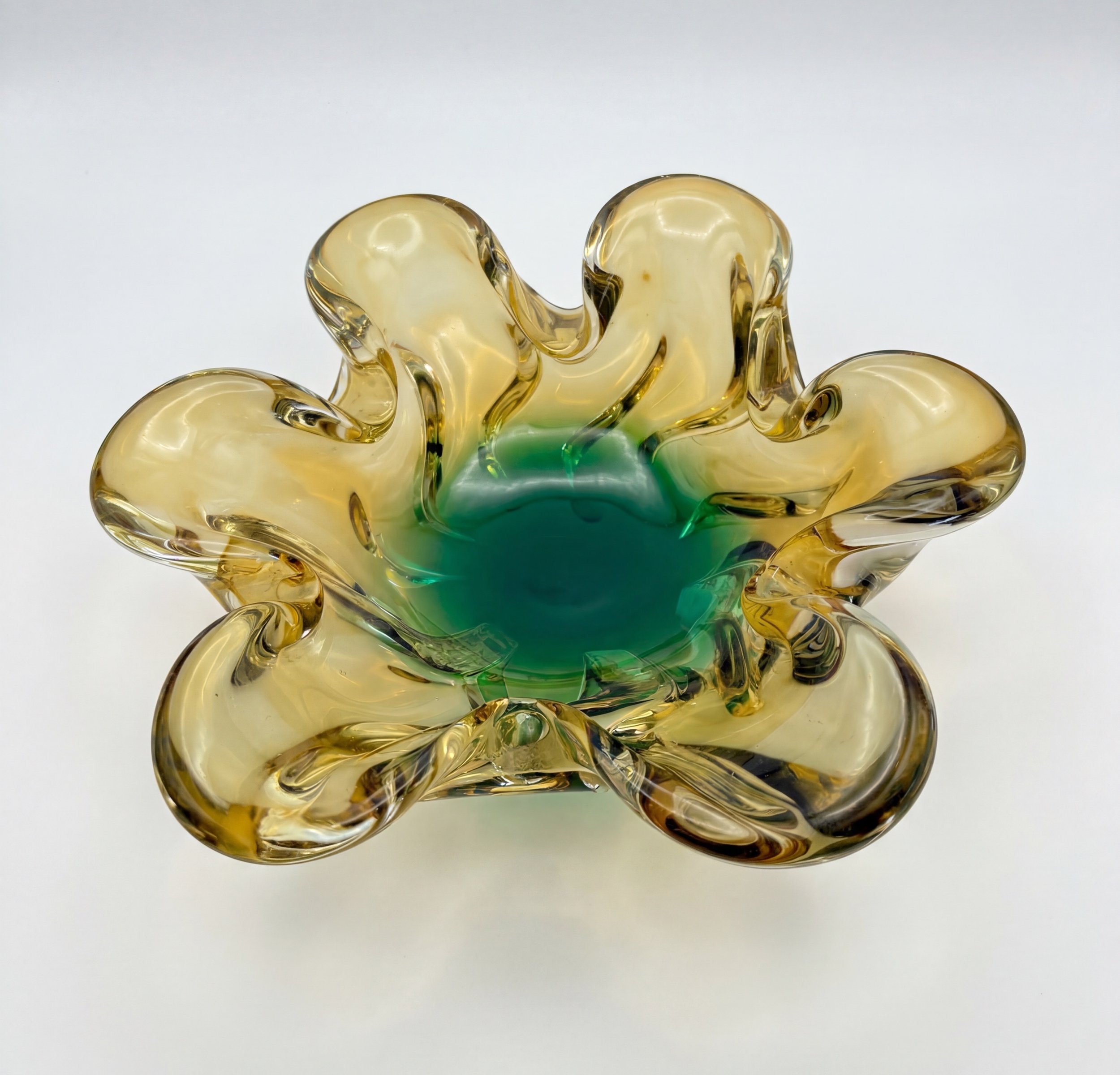 Sanyu 1970s Organic Art Glass Ashtray