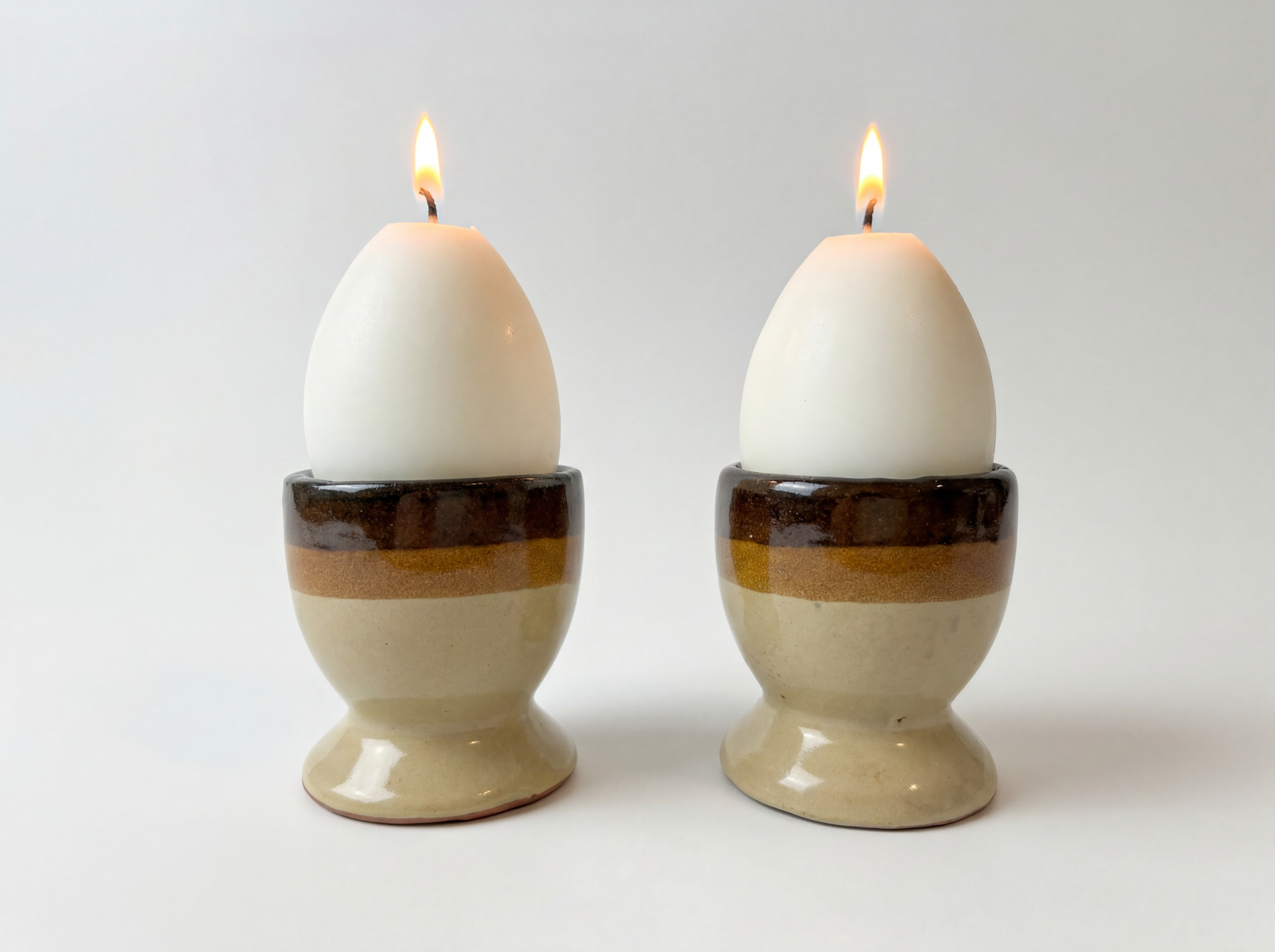 Vintage Egg Cup Candle Holders - Set of 2