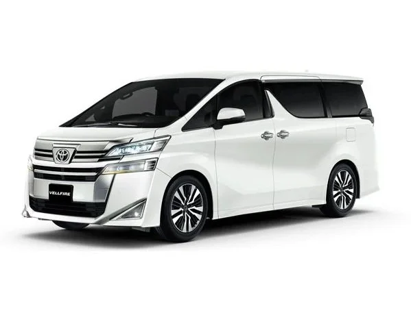 A white Toyota van with a sleek, modern design and tinted windows
