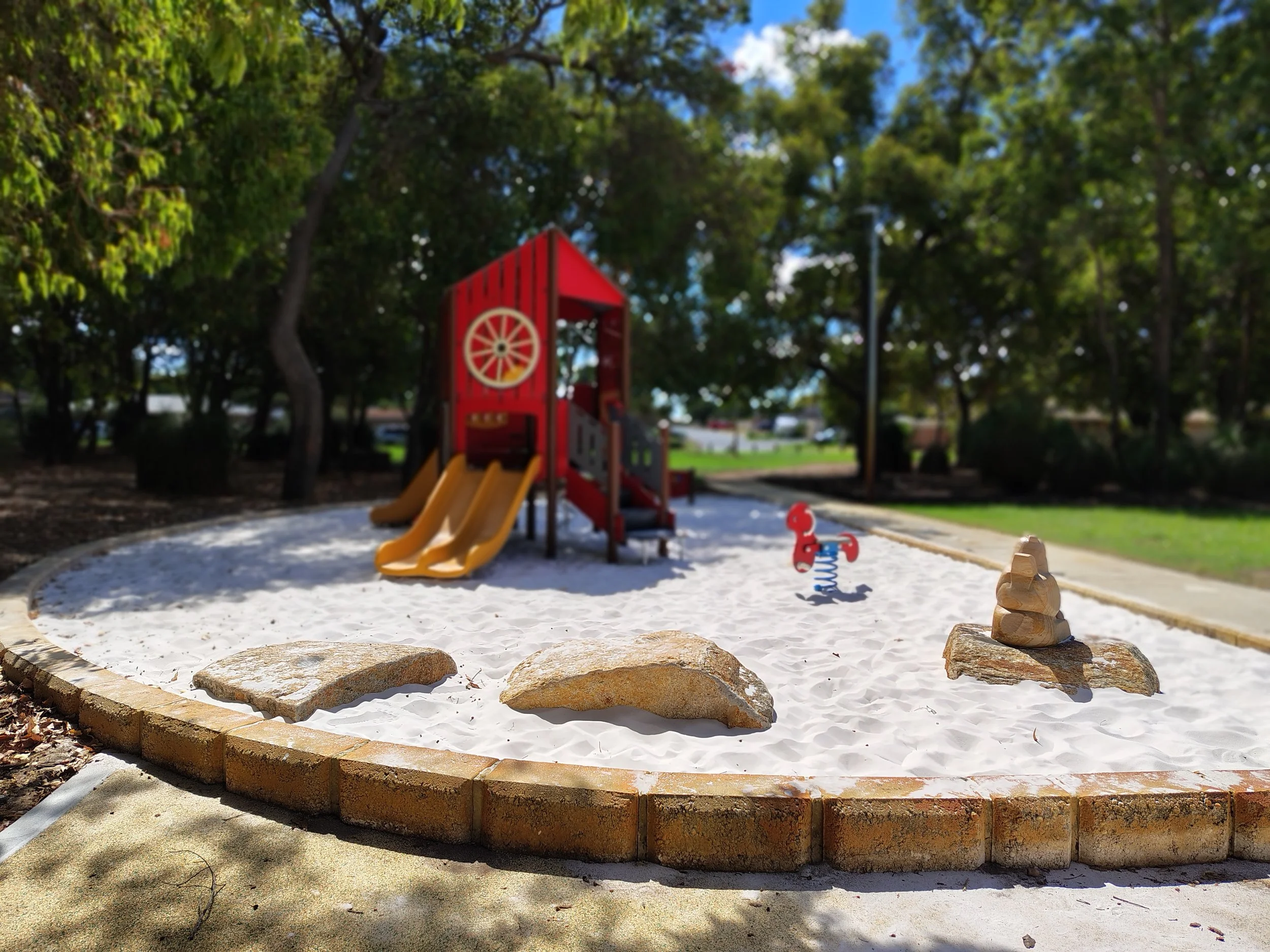 Interactive public art stone sculpture playground playspace Western Australia Perth