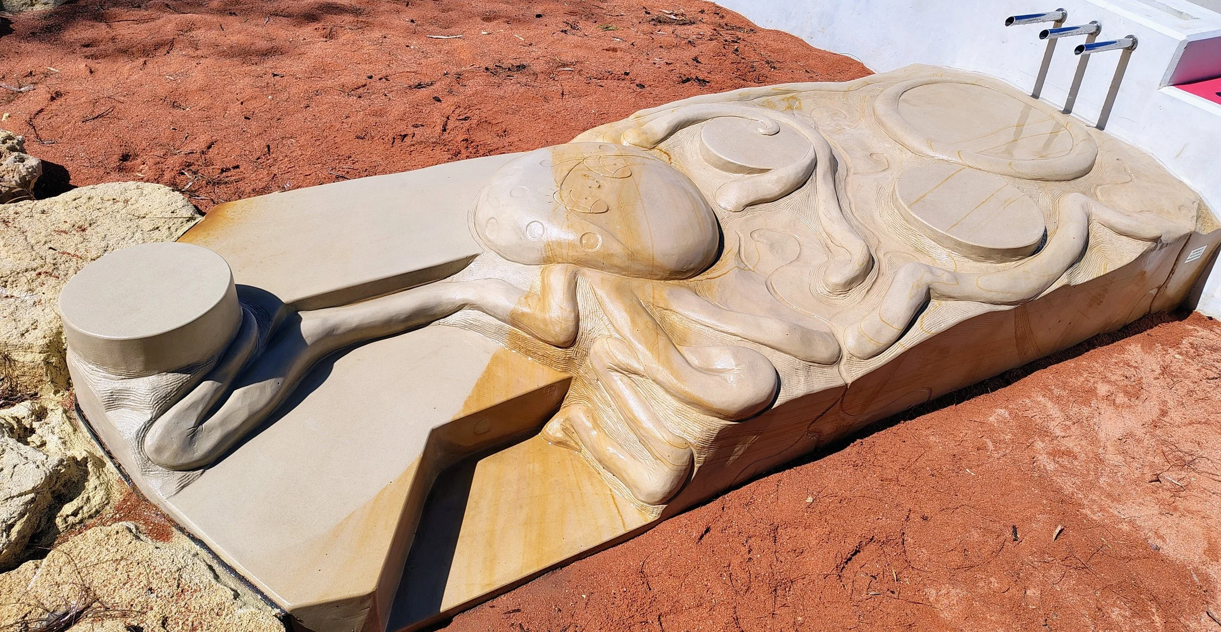 Interactive public art stone sculpture playground playspace Western Australia Perth SQUISHY