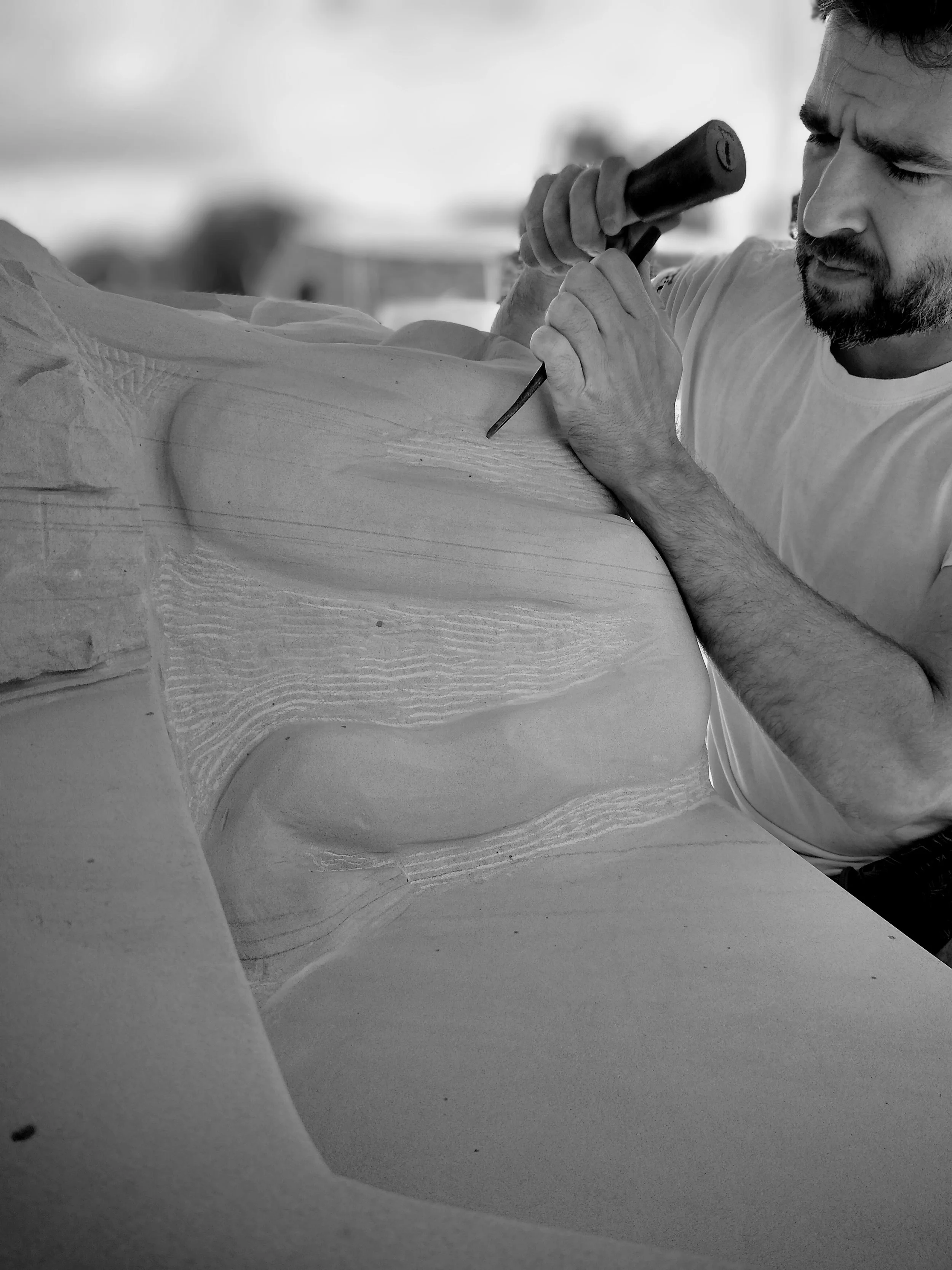 Piotr Pyrchla Sculptor carving Interactive public art stone sculpture playground playspace Western Australia Perth