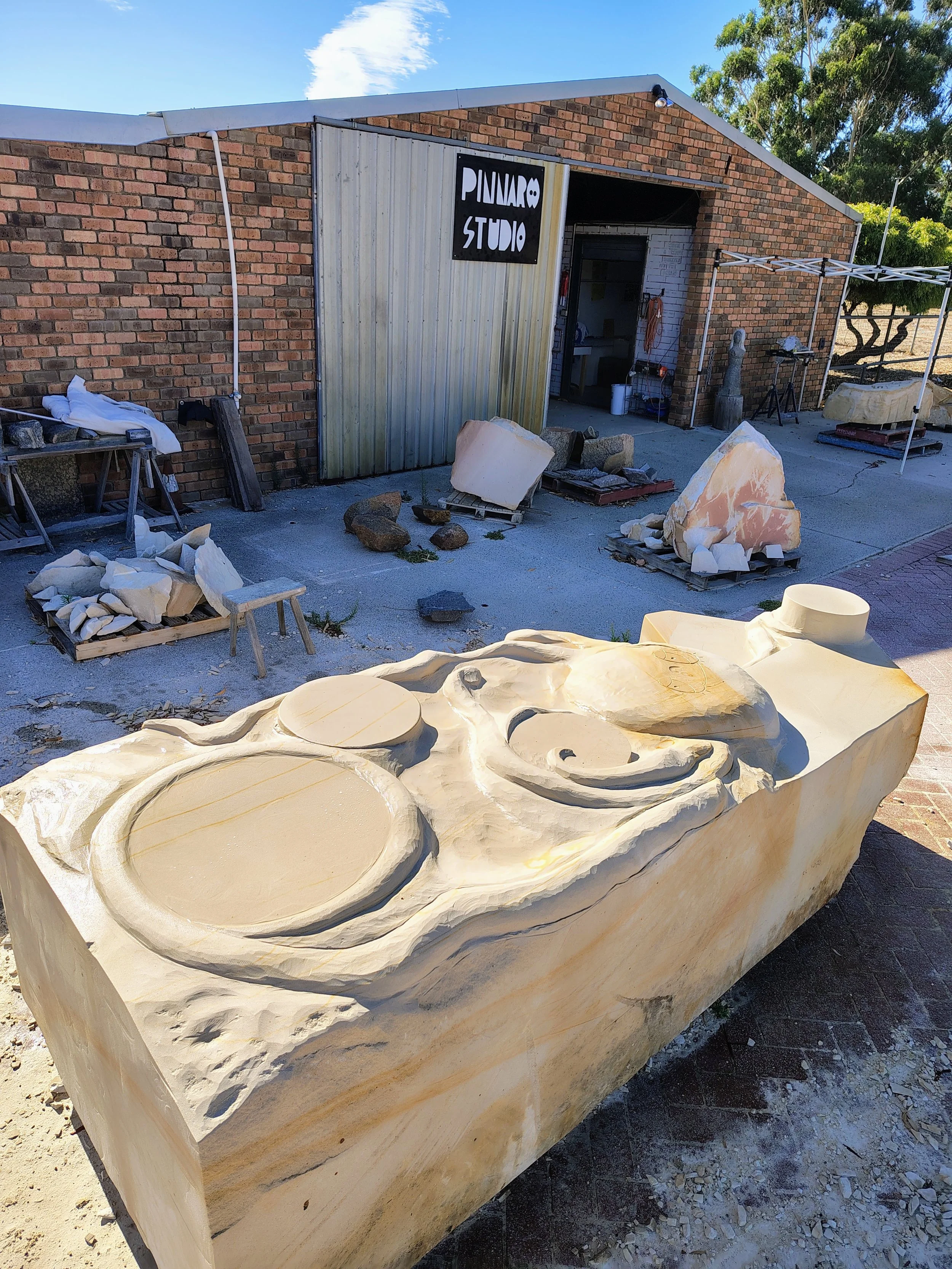 Large sandstone public sculpture in playground Perth by Pinnaroo Studio