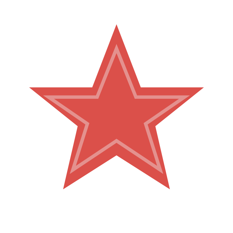 Red five-pointed star with lighter red outline, centered on a black background.