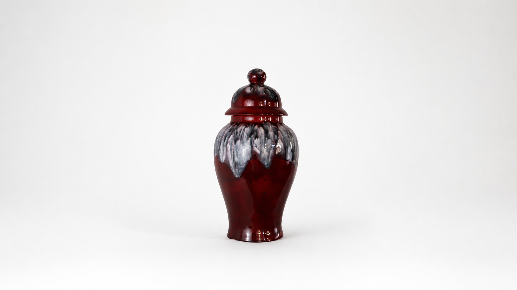 Vintage Oxblood and Ash Drip Glass Jar