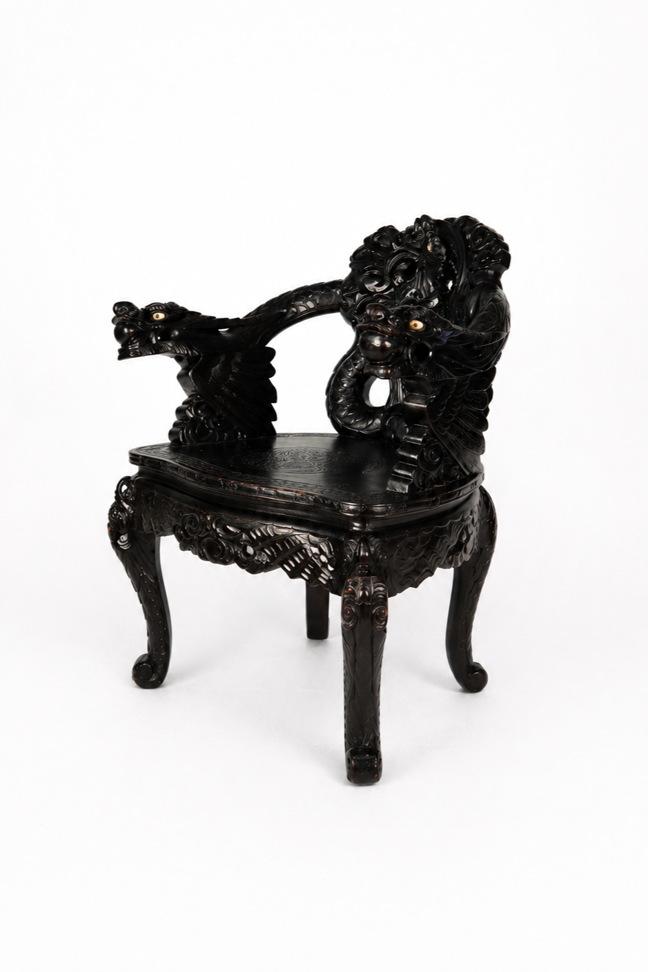 Dragon Throne Carved Hardwood Armchair